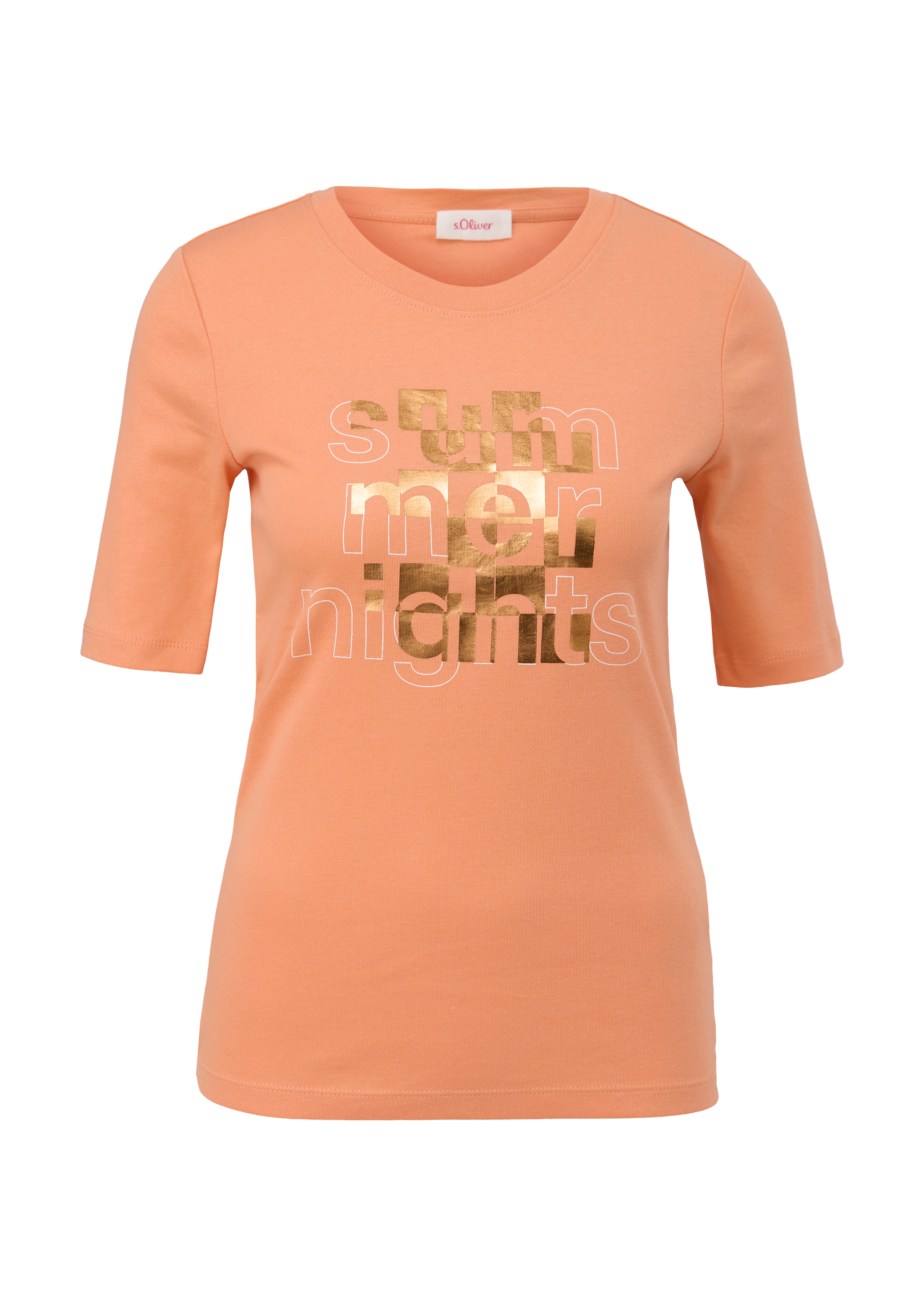 s.Oliver - Baumwollshirt mit Frontprint, Damen, Orange