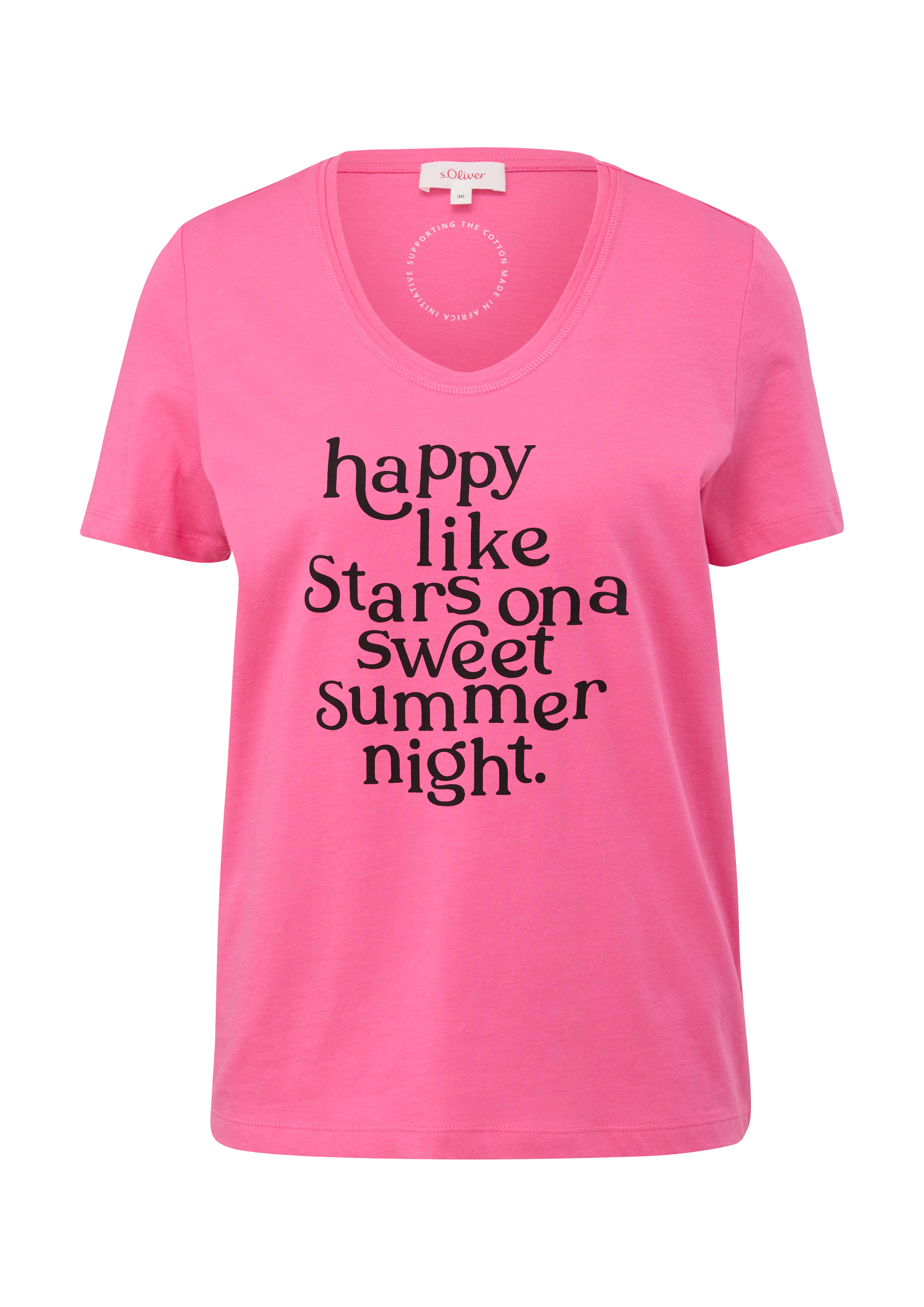 s.Oliver - T-Shirt mit Statement-Print, Damen, Rosa