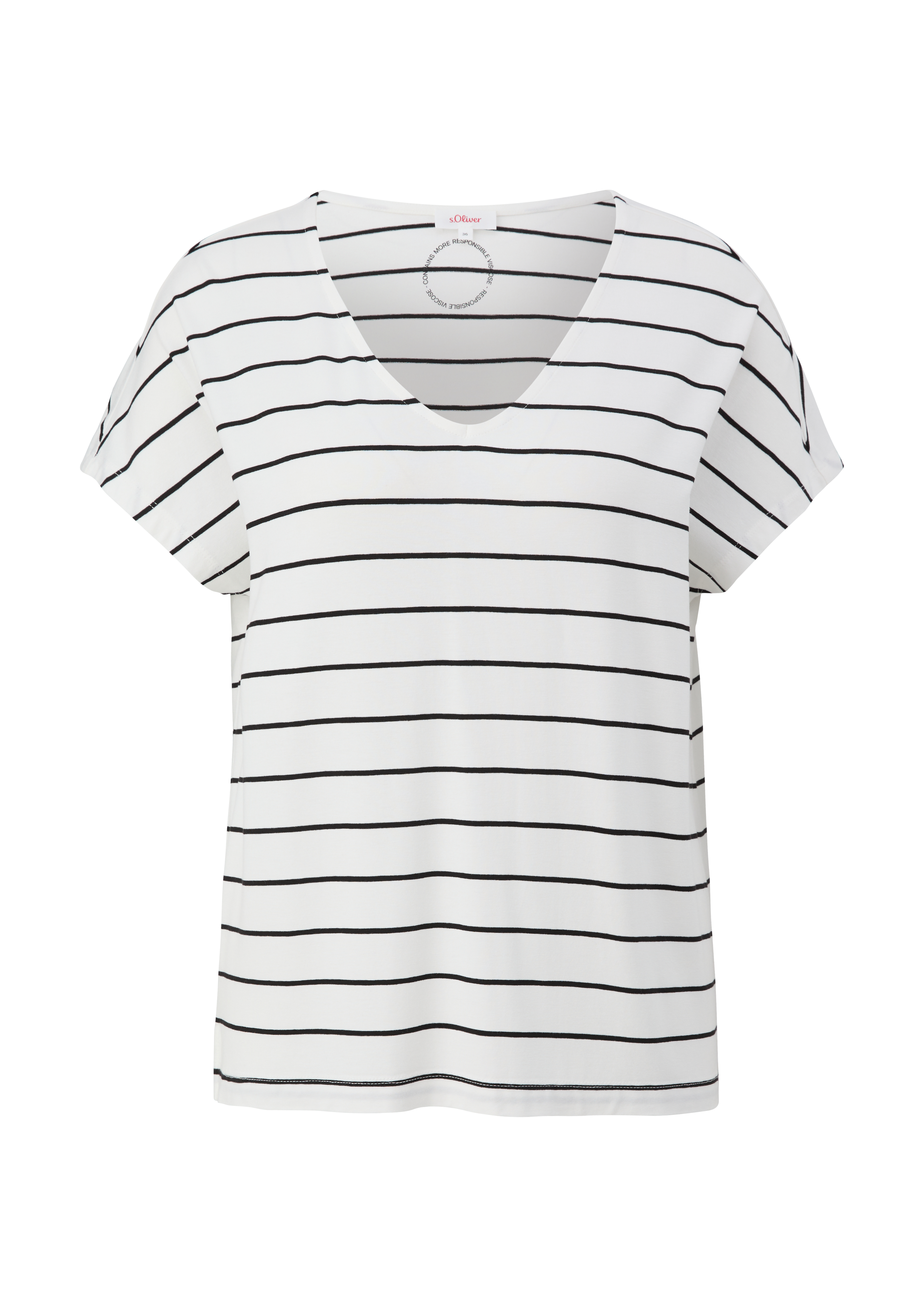 s.Oliver - T-Shirt aus Viskosestretch, Damen, schwarz