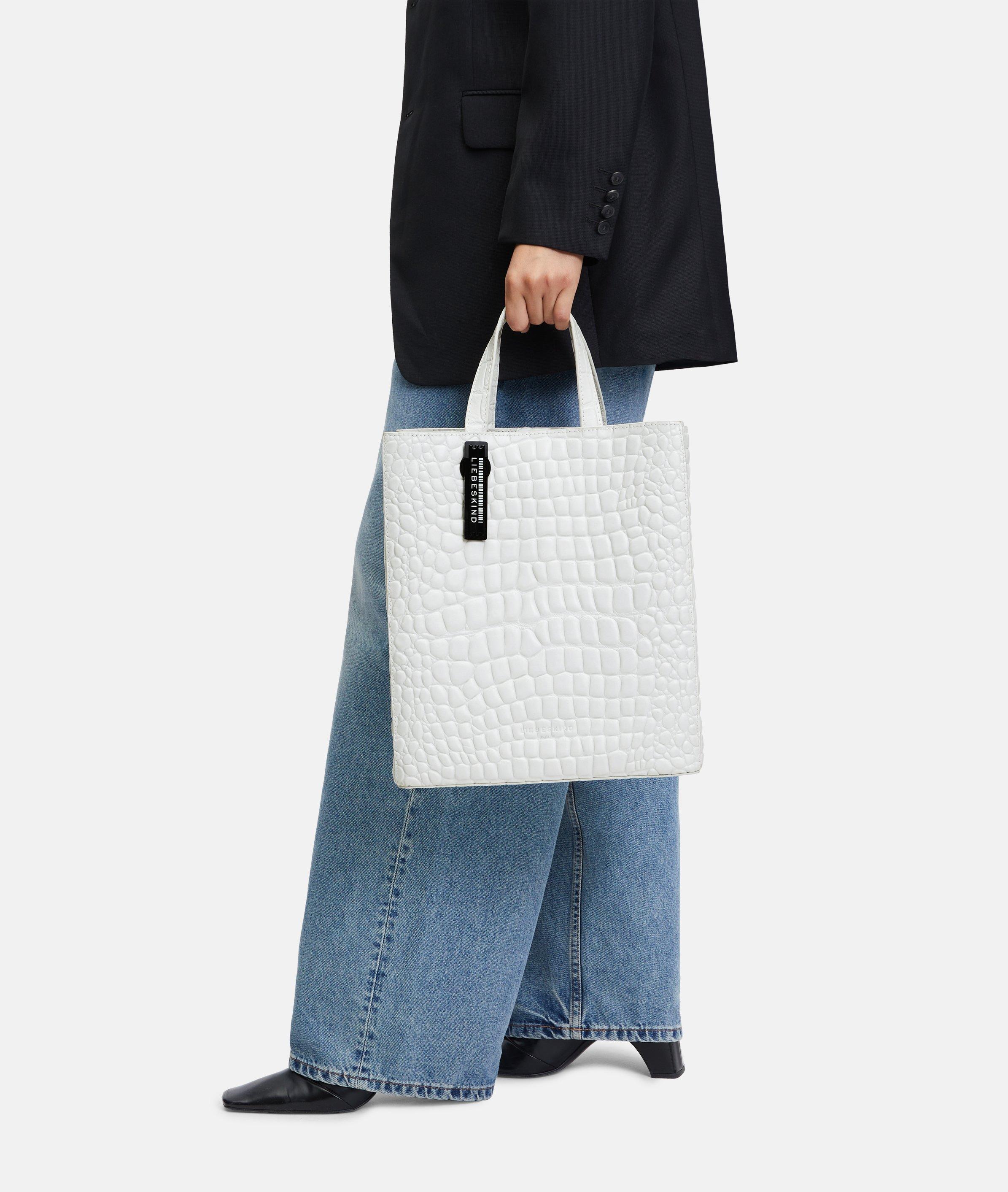 Kroko Paper Bag Tote M - white | LIEBESKIND BERLIN