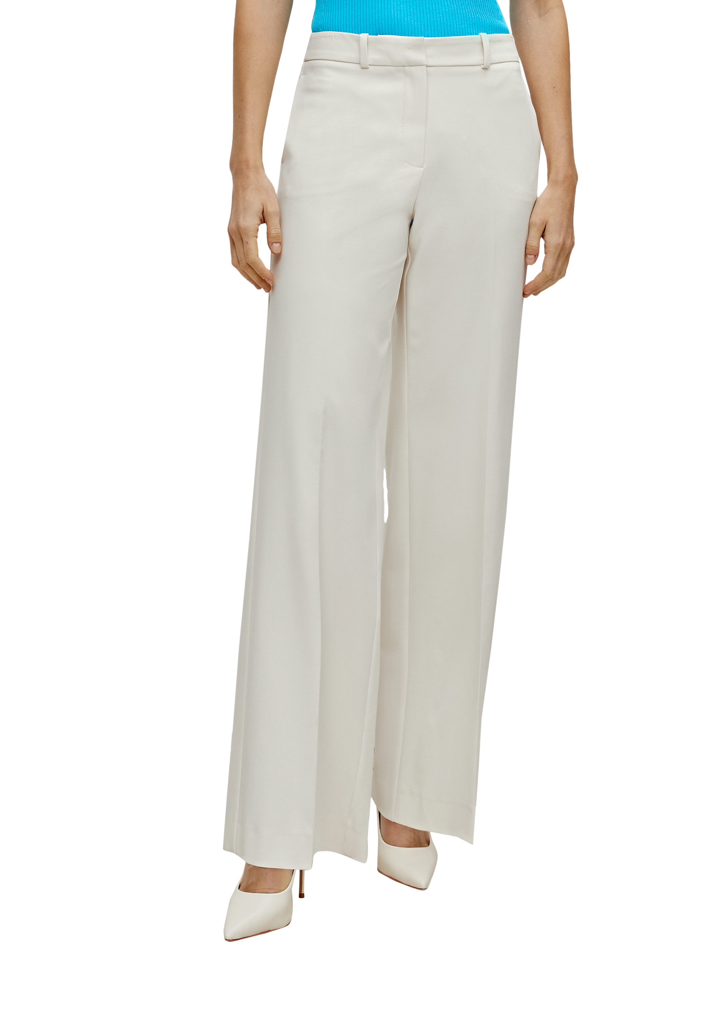 【NONCODE】ev stitch wide trousers Loose fit: trousers with a high-rise waistband - Cream | SCAYLE