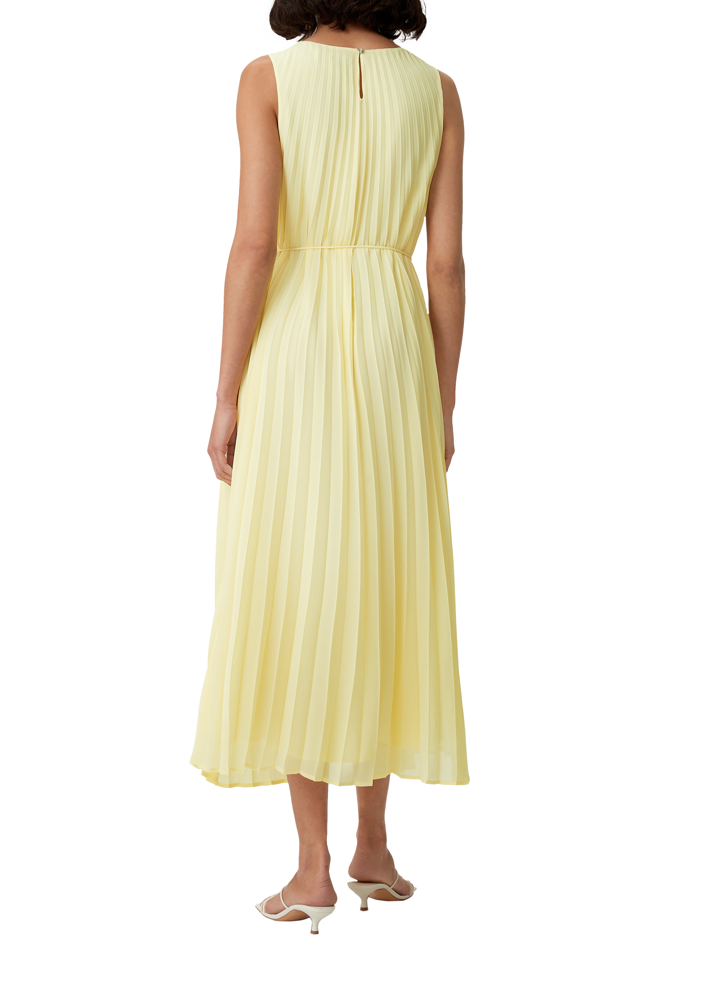 Chiffon dress with pleating - Yellow | SCAYLE