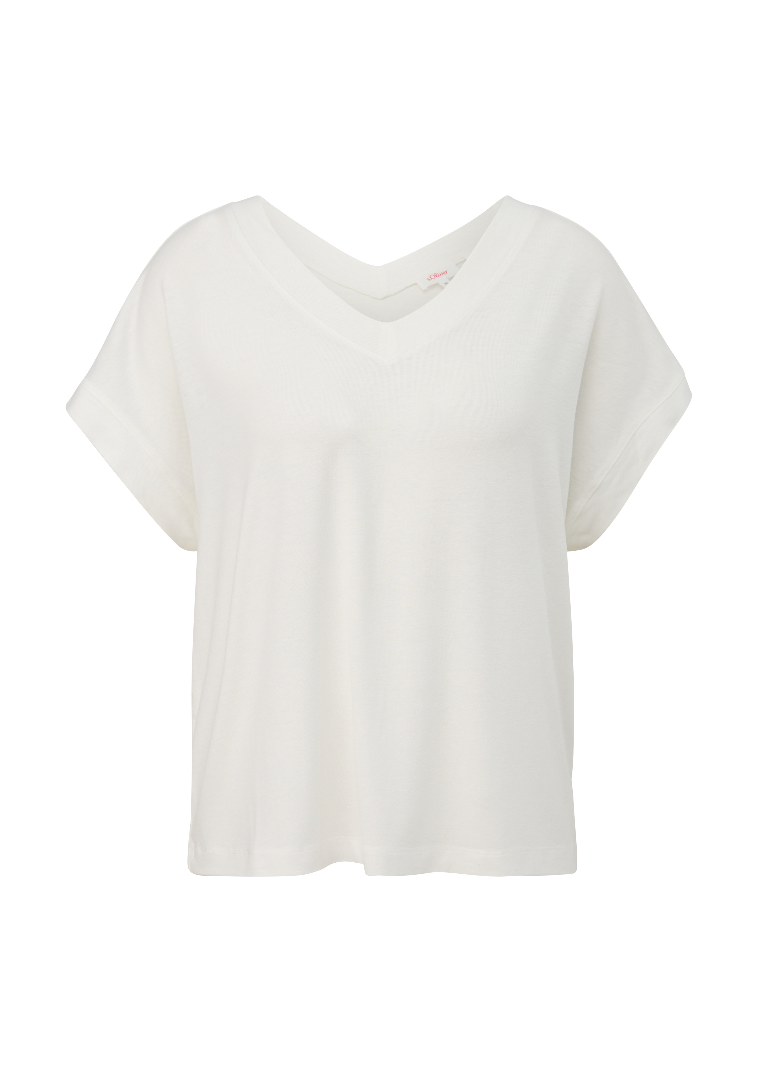 s.Oliver - Shirt aus Leinenmix, Damen, creme