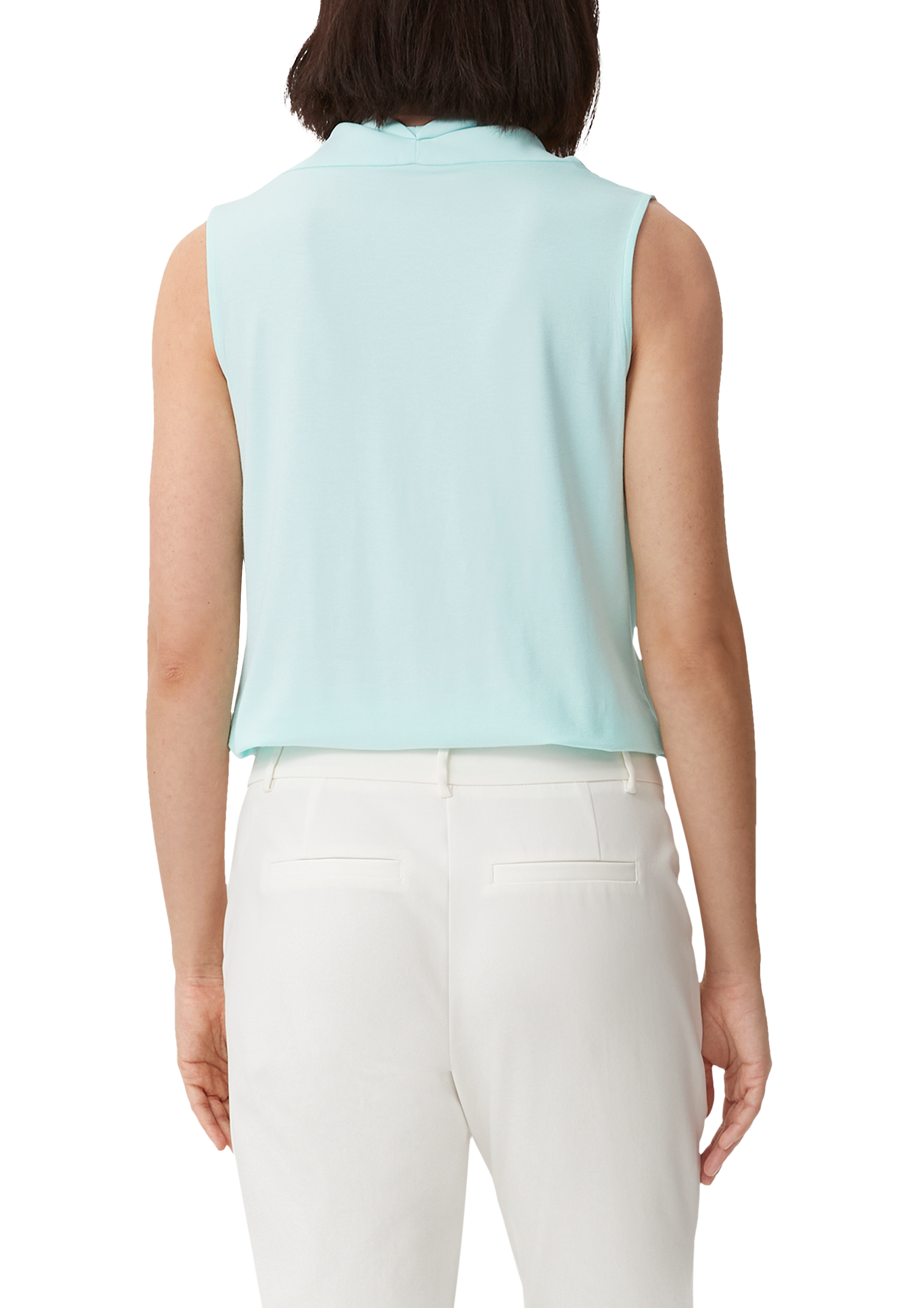 s oliver weste mit wasserfallkragen Blusentop mit Wasserfall-Ausschnitt Türkis Comma