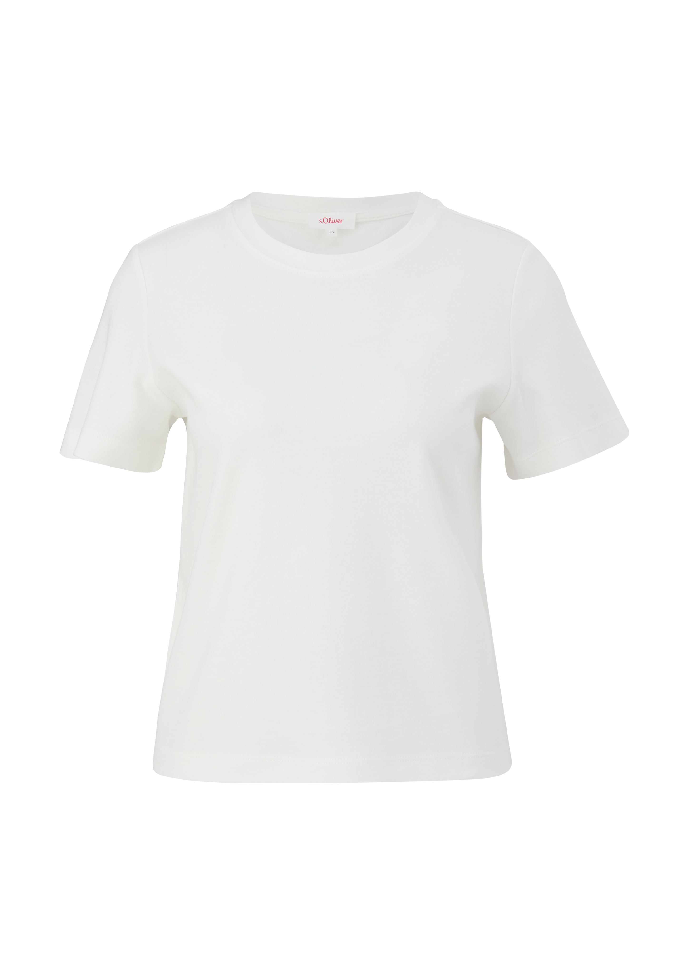 s.Oliver - Leicht verkürztes Baumwollshirt, Damen, creme