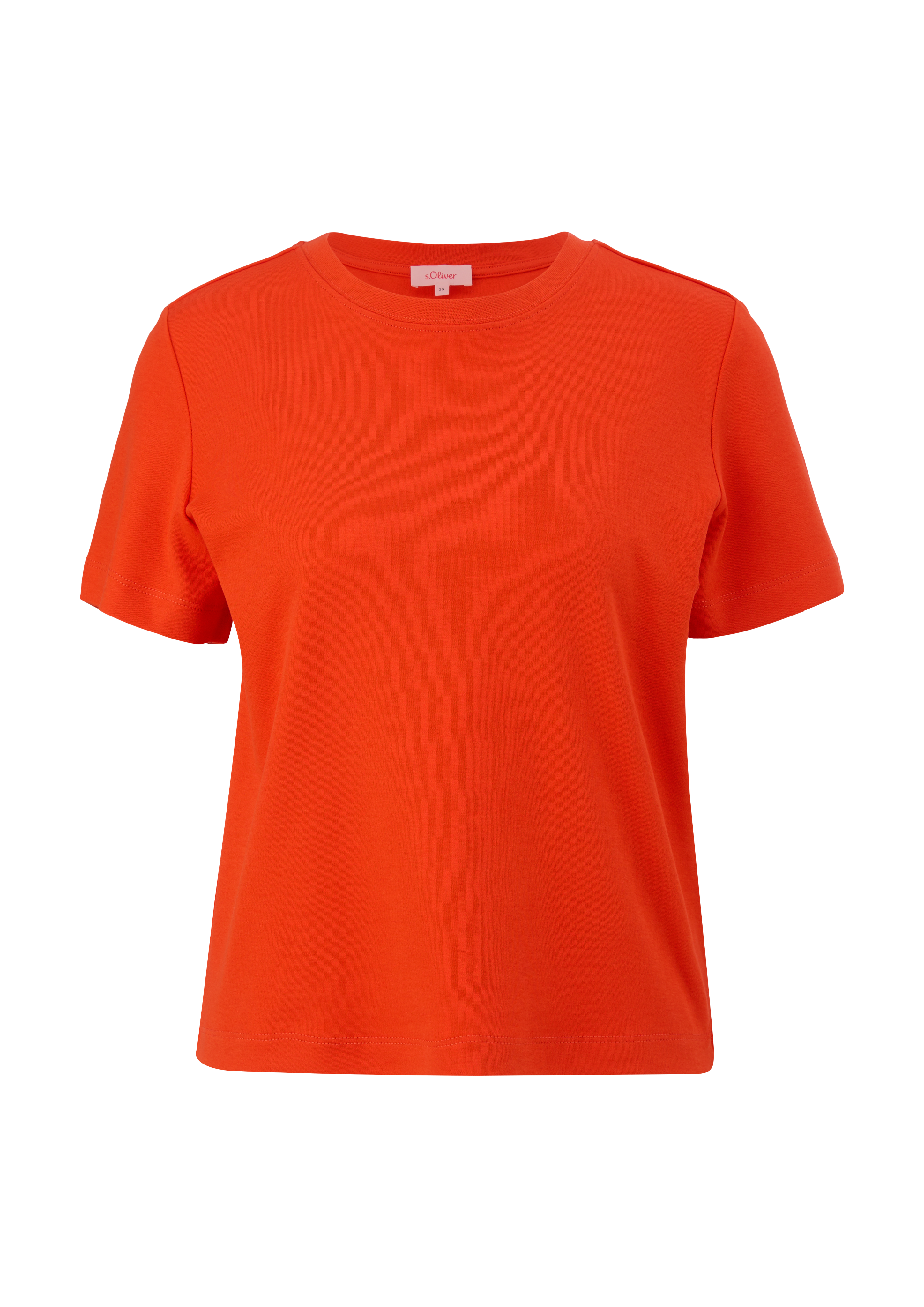 s.Oliver - Leicht verkürztes Baumwollshirt, Damen, Orange