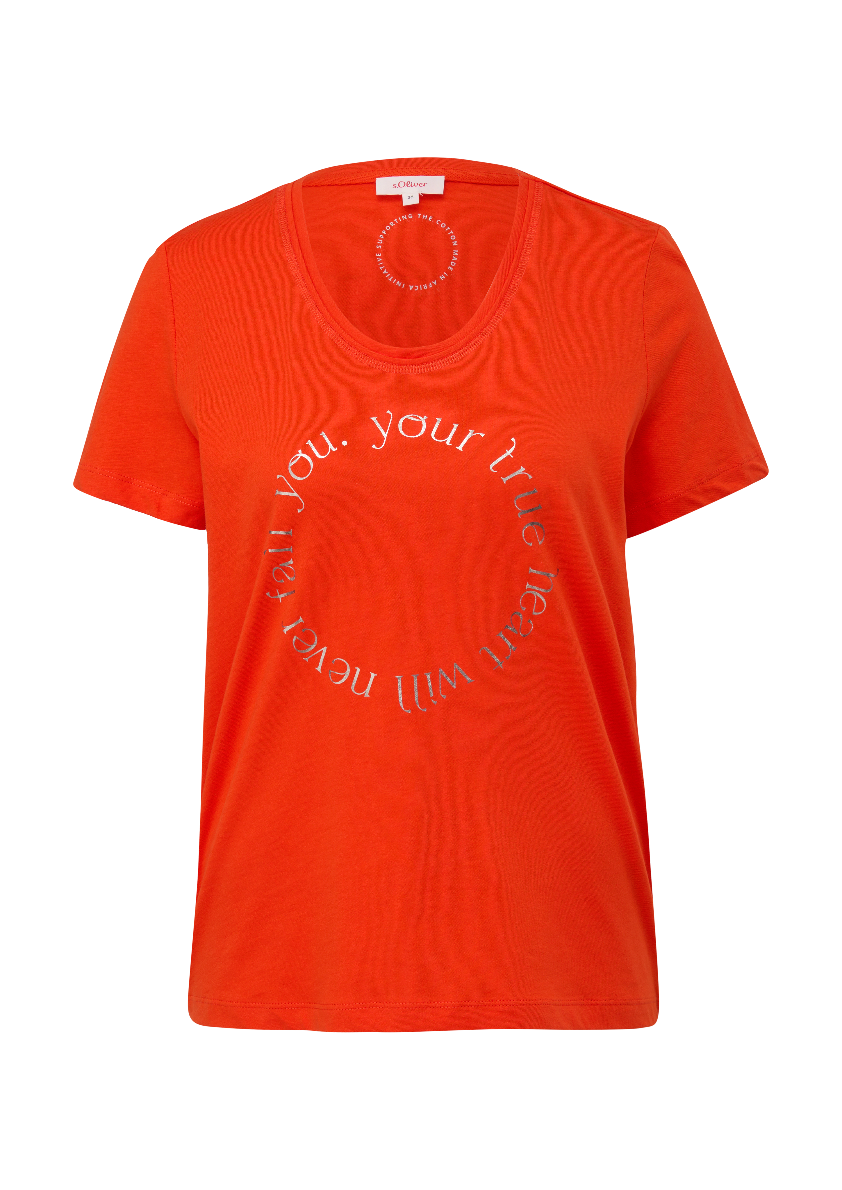 s.Oliver - Baumwollshirt mit Frontprint, Damen, Orange