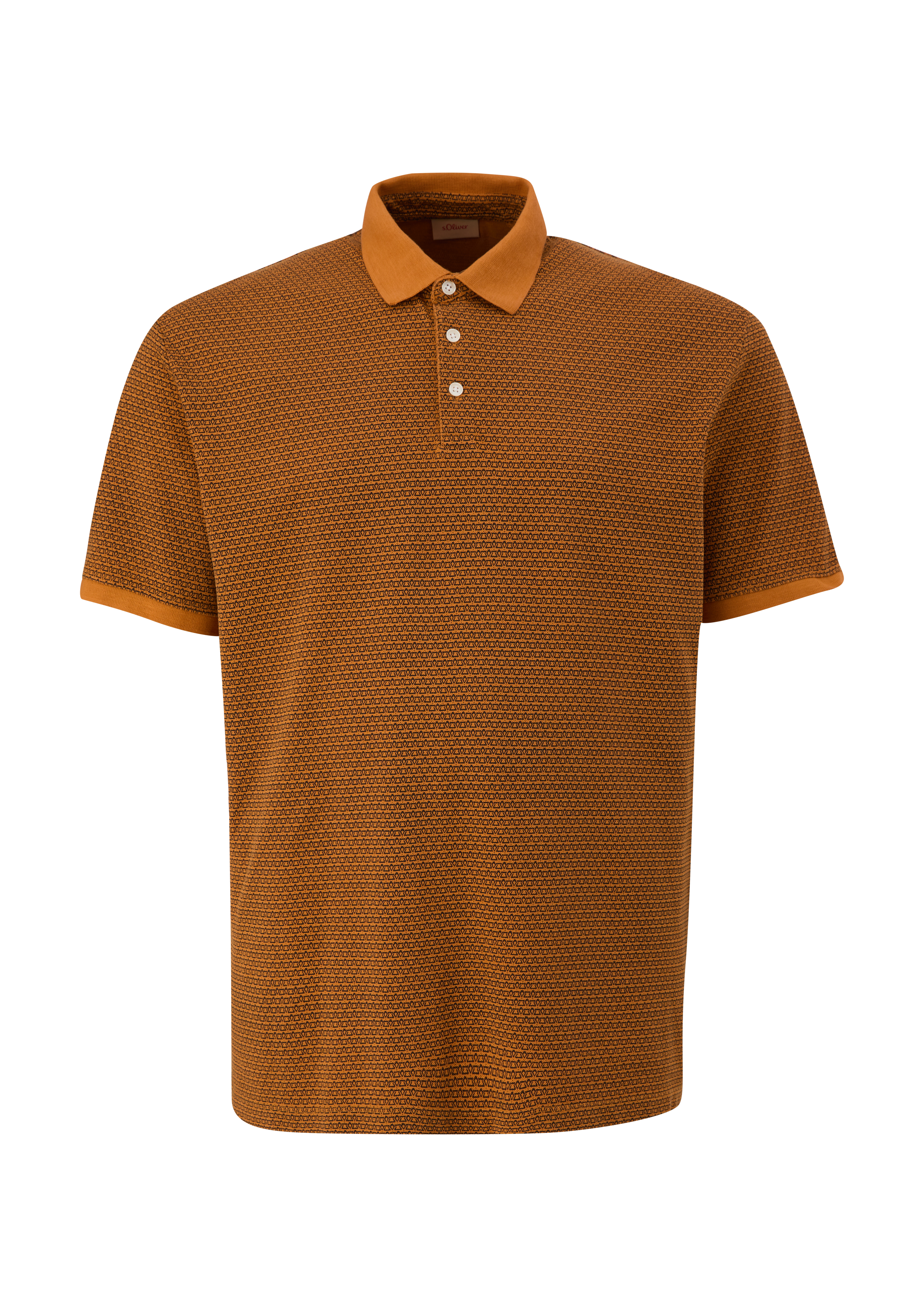 s.Oliver - Poloshirt mit Allover-Print, Herren, Orange