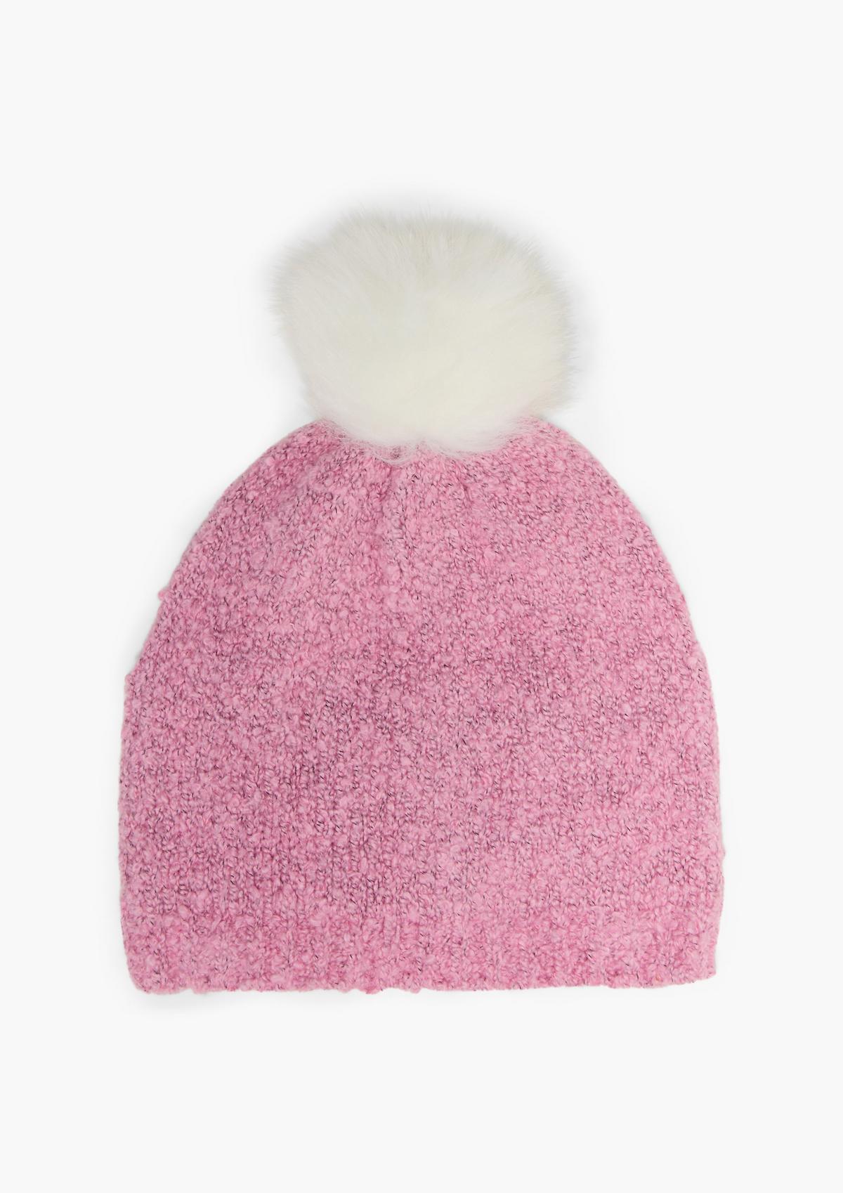 Hat with a faux fur pompom