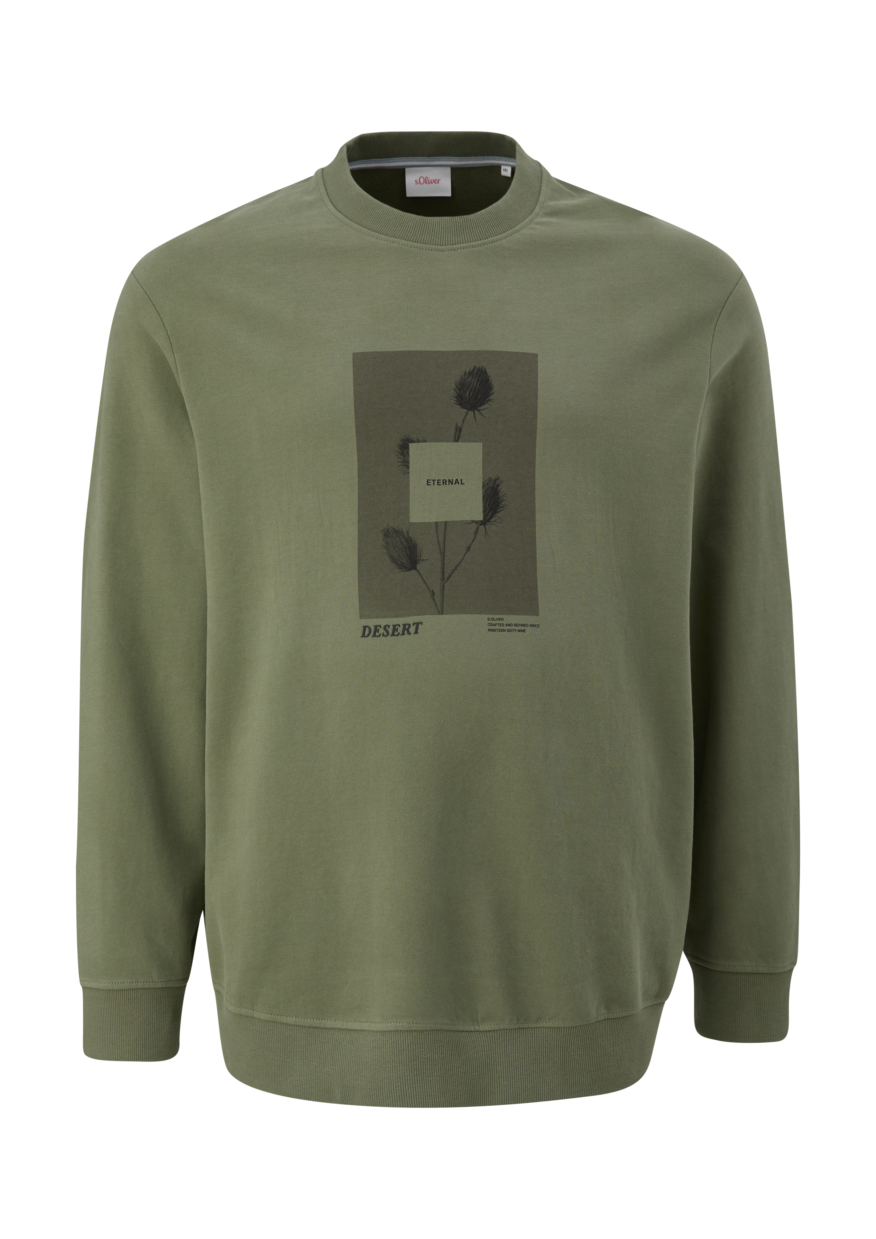 s.Oliver - Sweatshirt mit Frontprint, Herren, Grün