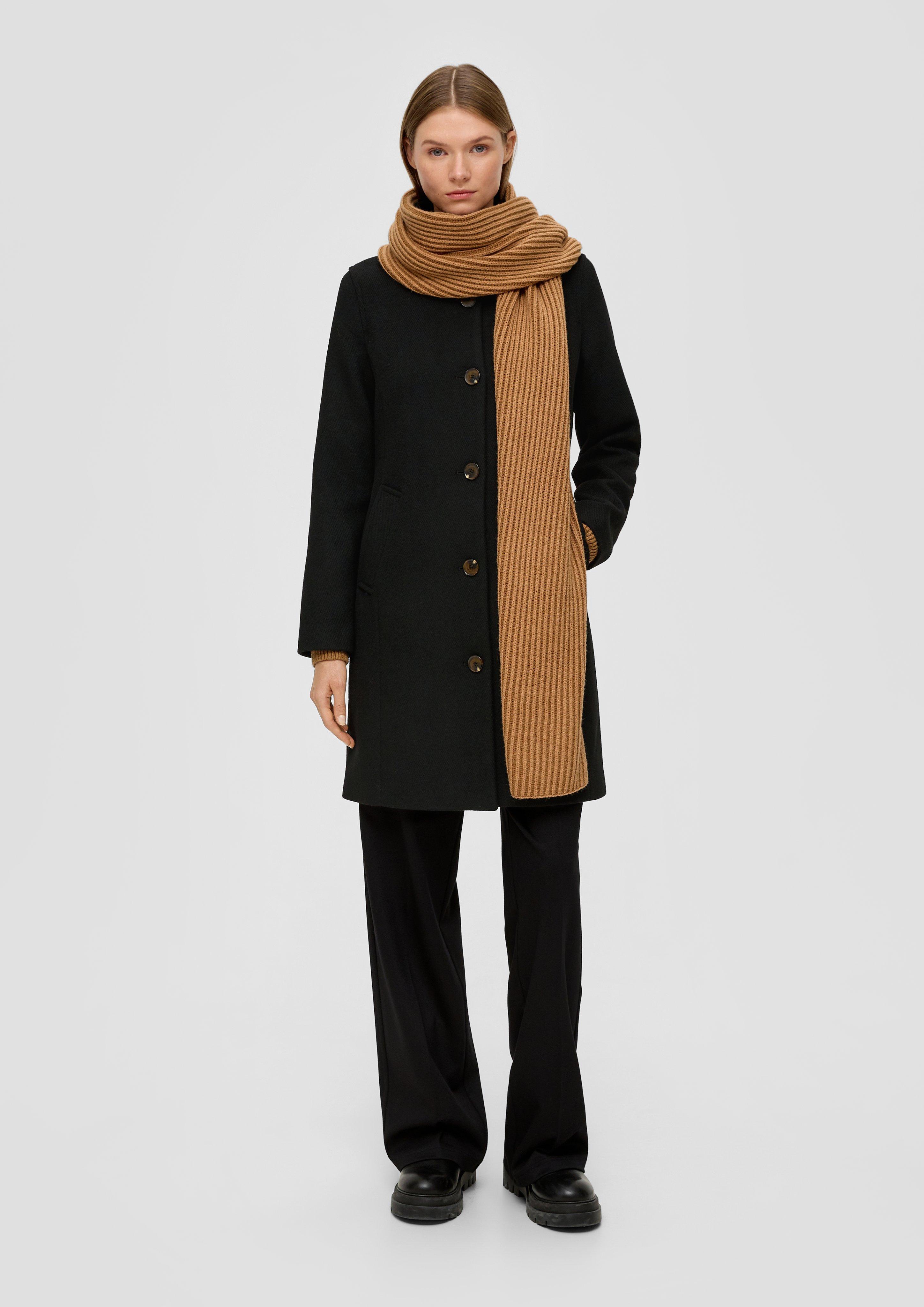 Schal Winter Outfit Mantel Twillmantel Mit Stehkragen Schwarz