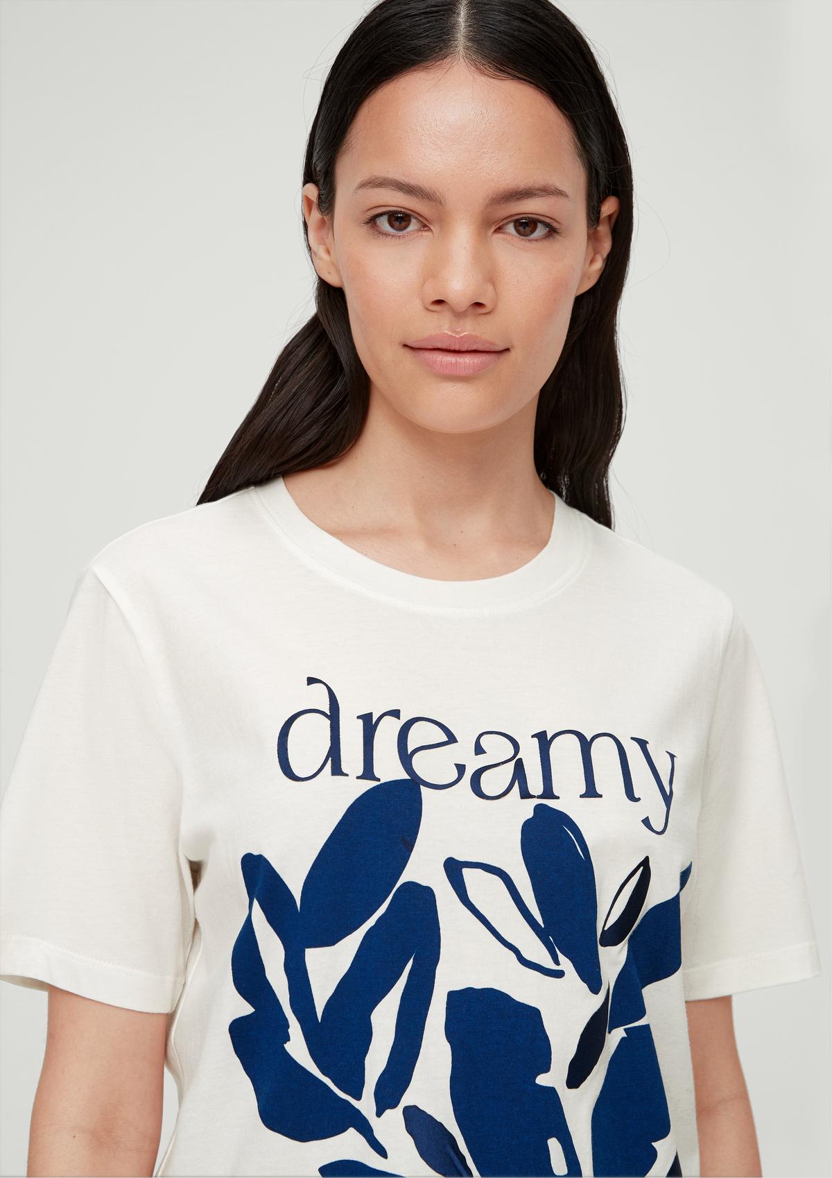 Baumwollshirt mit Frontprint - ecru | V-Shirts