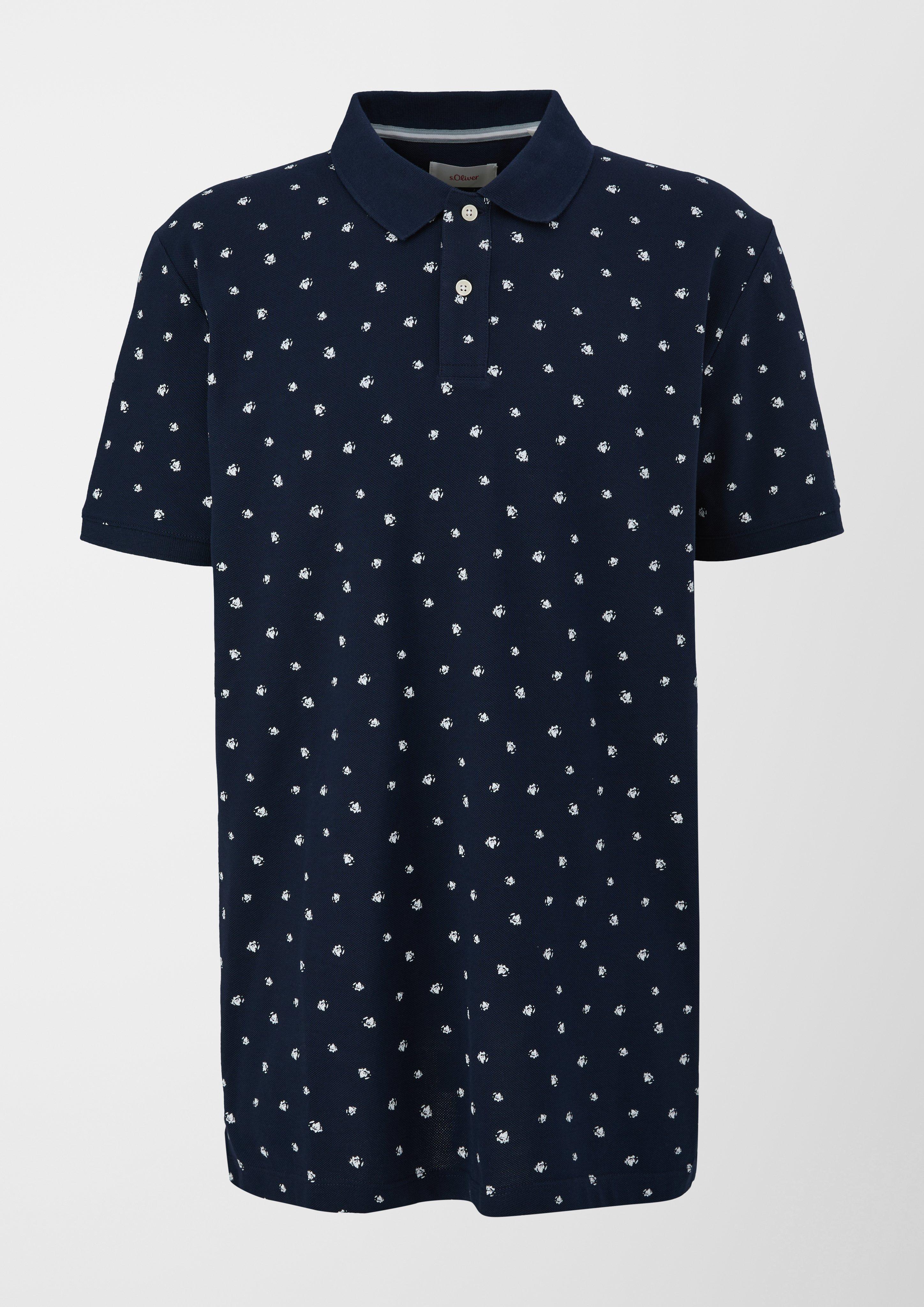 Polo shirt with a print minimalist navy 
