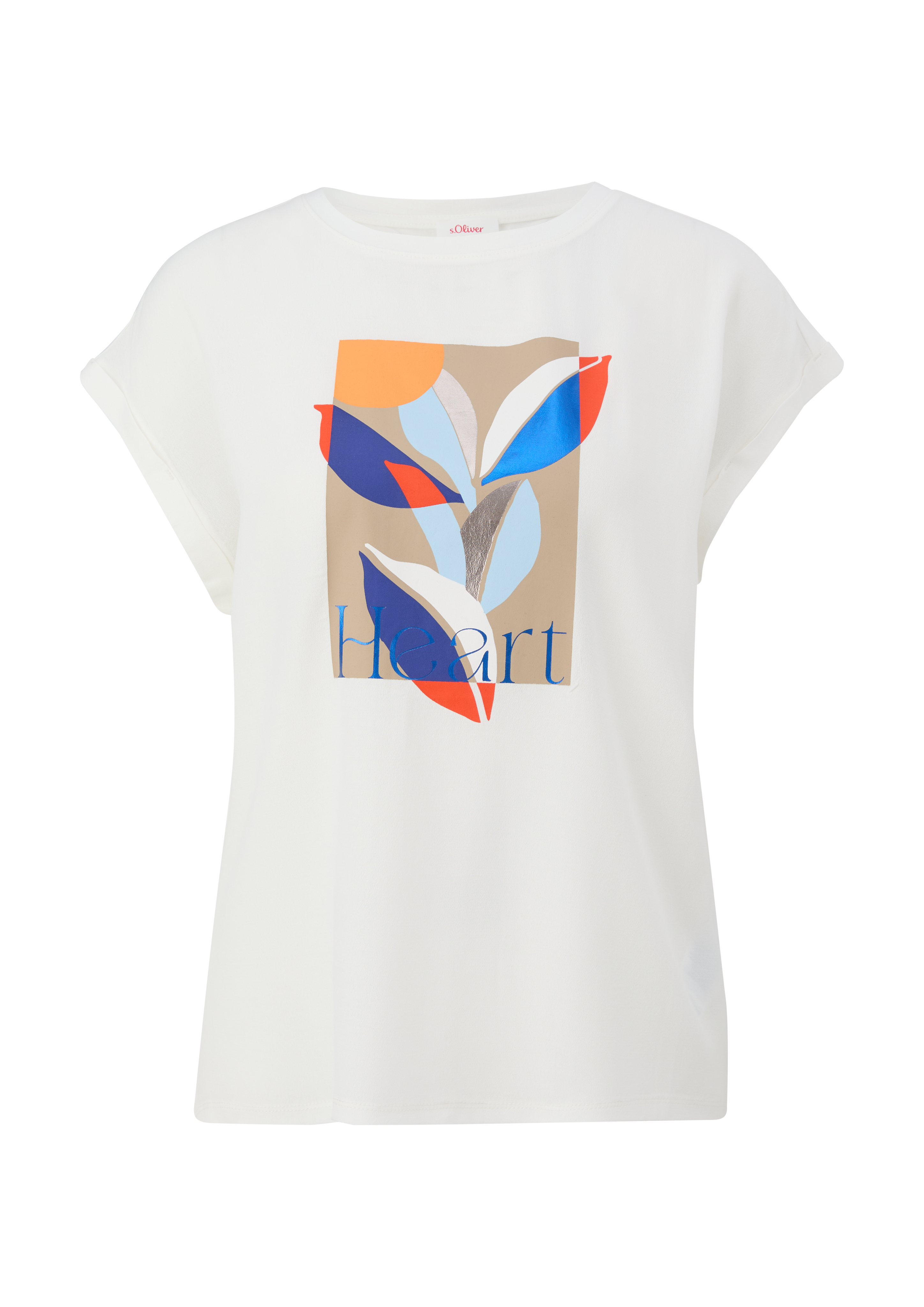 s.Oliver - T-Shirt mit Frontprint, Damen, creme