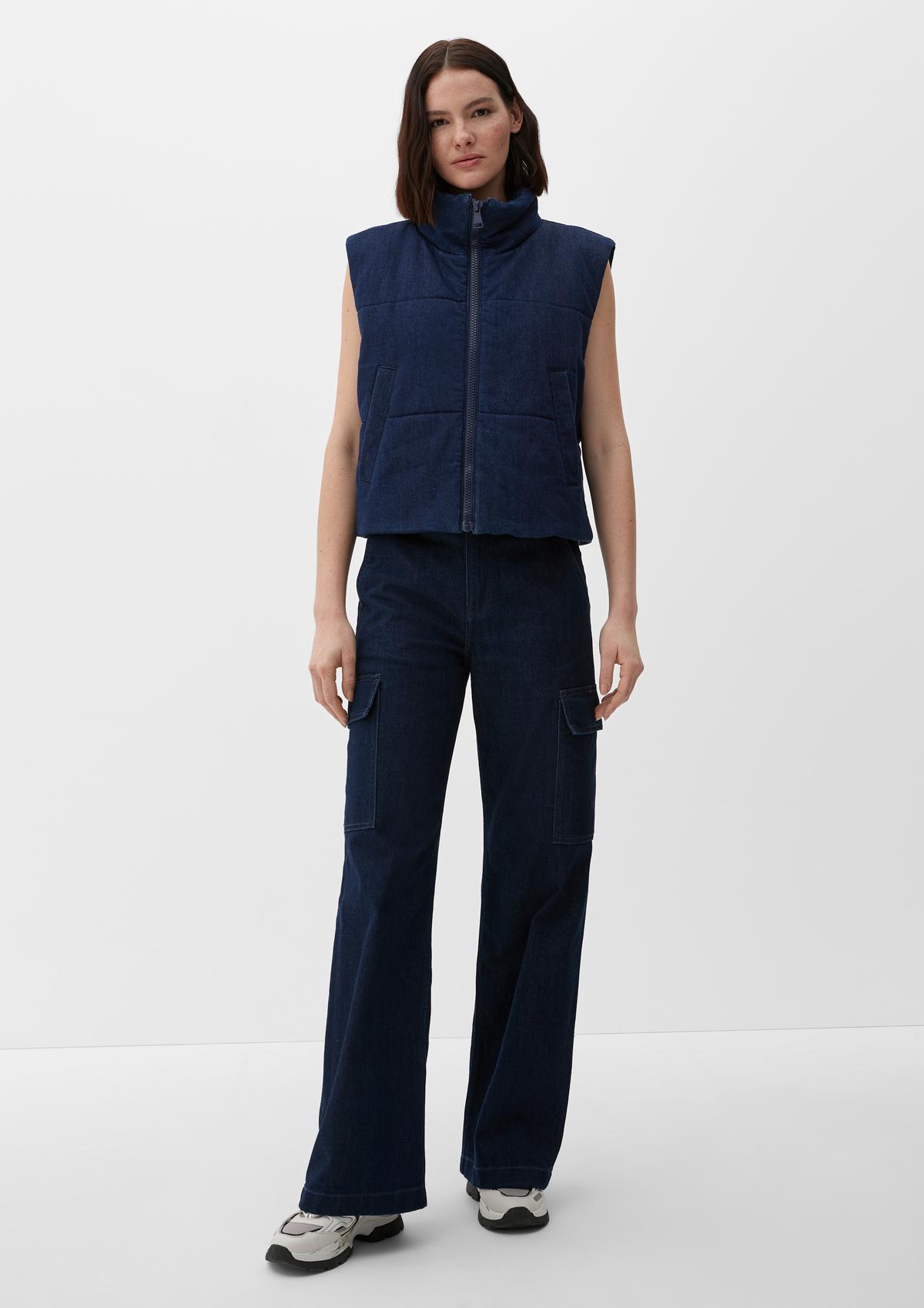 s.Oliver Denim waistcoat with a stand-up collar