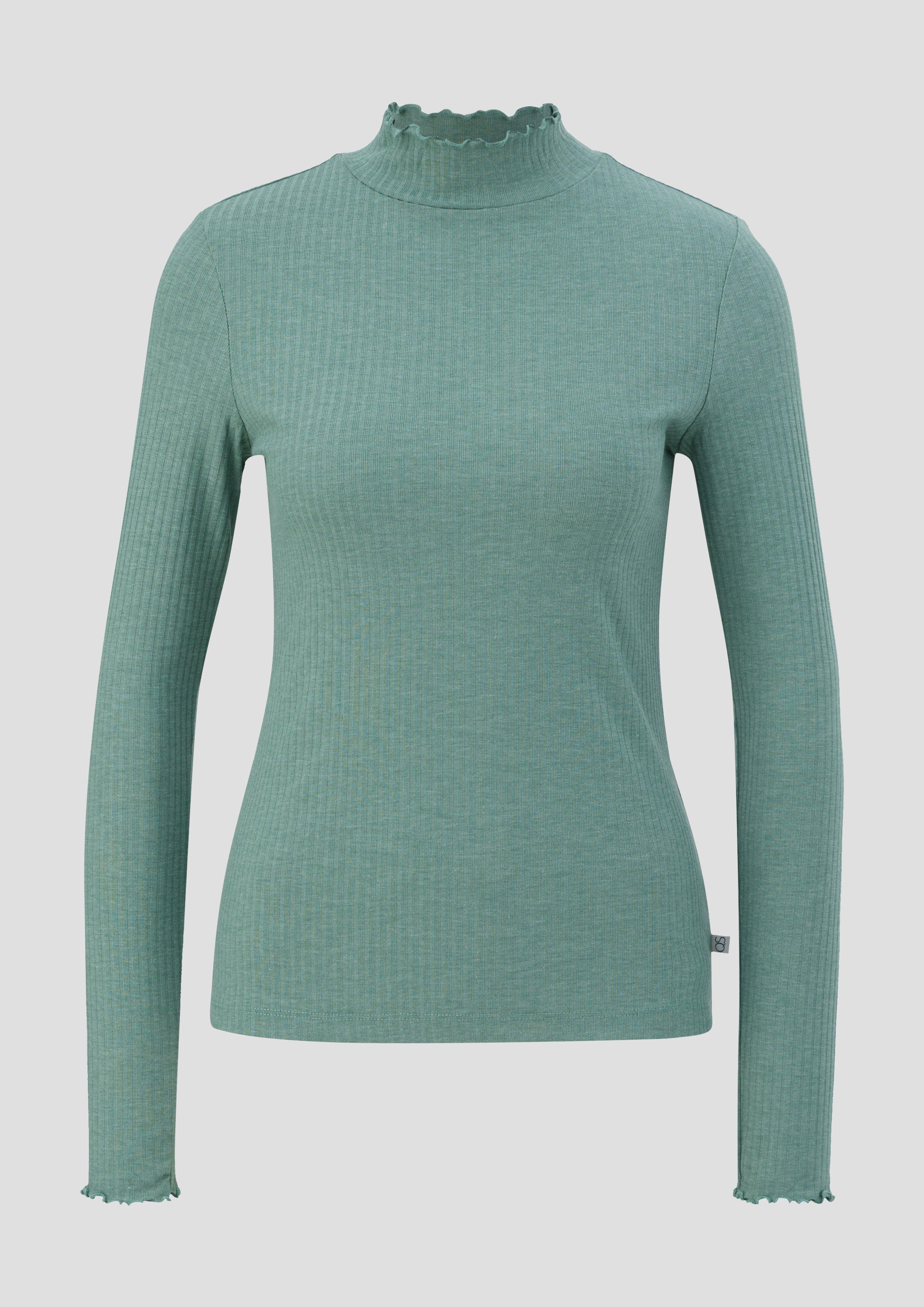 QS - Longsleeve mit Rollsaum, Damen, türkis