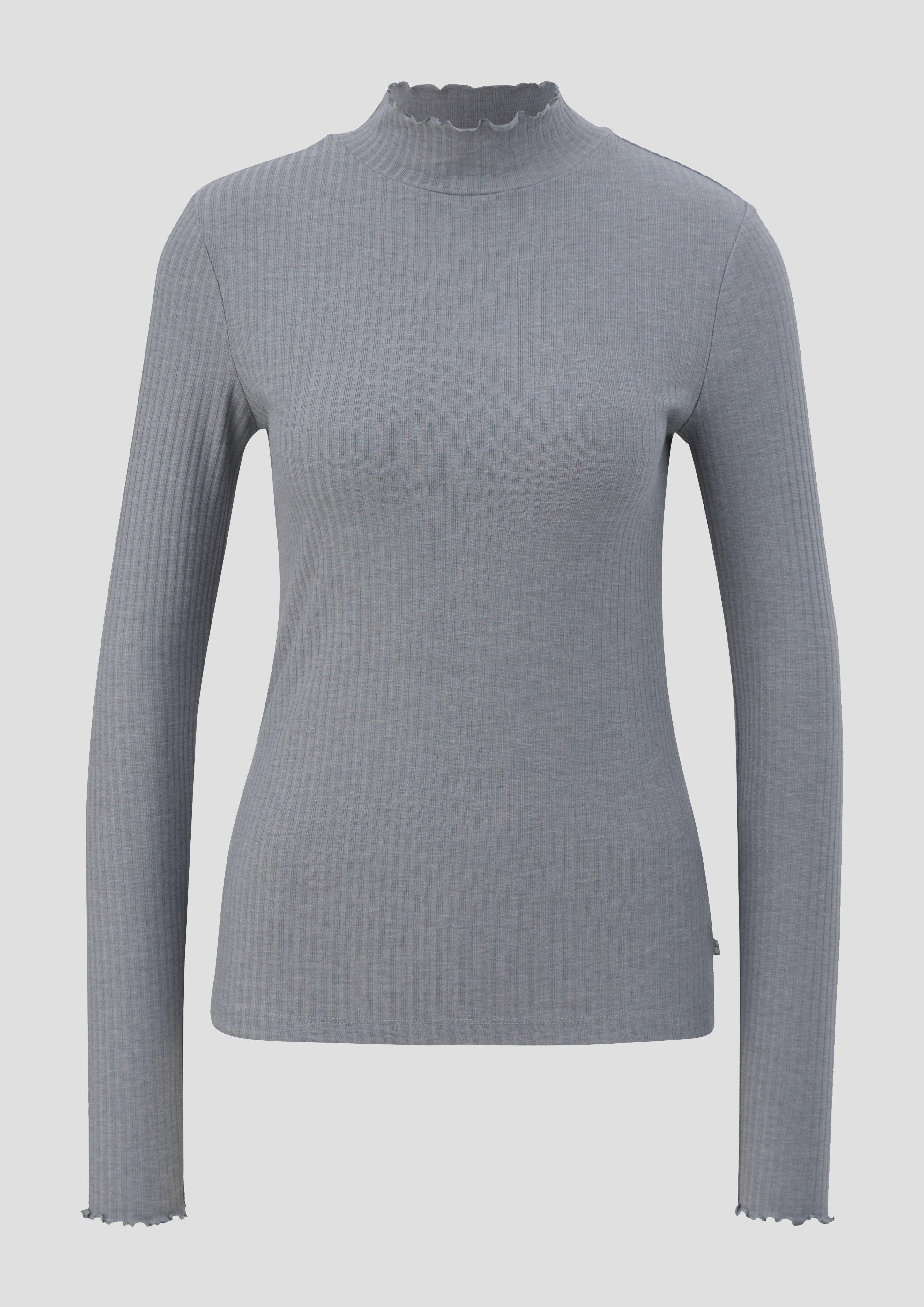 QS - Longsleeve mit Rollsaum, Damen, grau