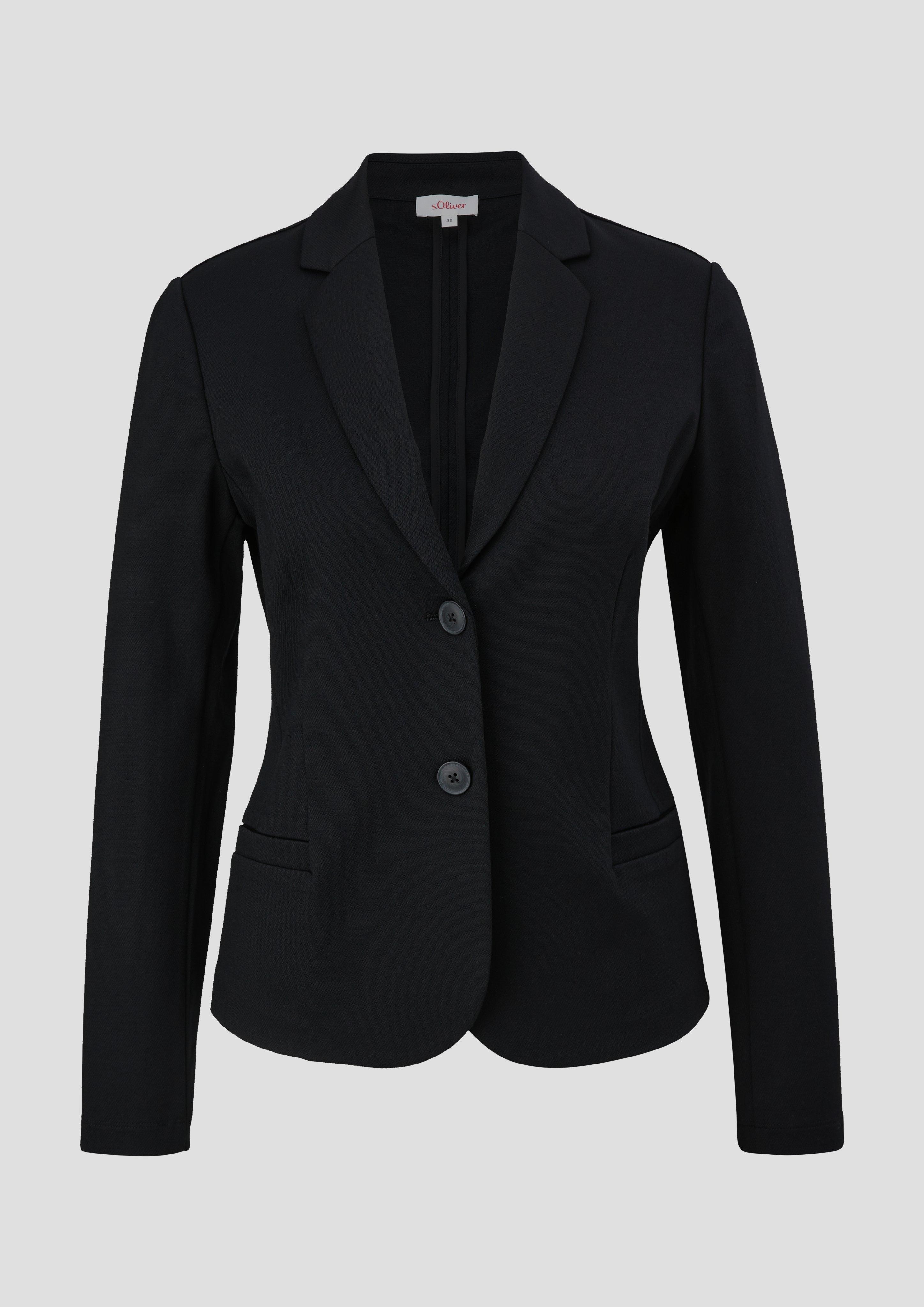 s.Oliver - Jersey-Blazer mit Twillstruktur, Damen, schwarz