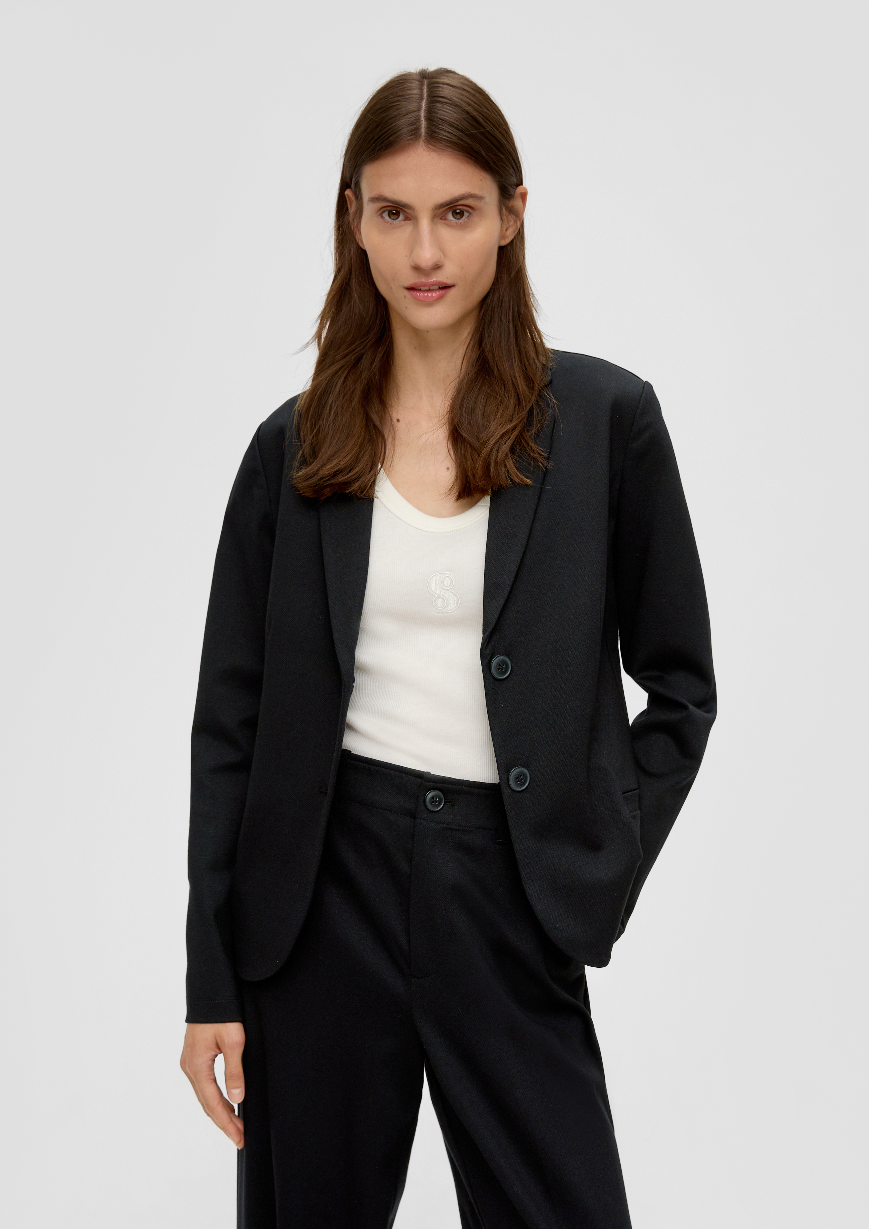 S.Oliver Jersey-Blazer mit Twillstruktur