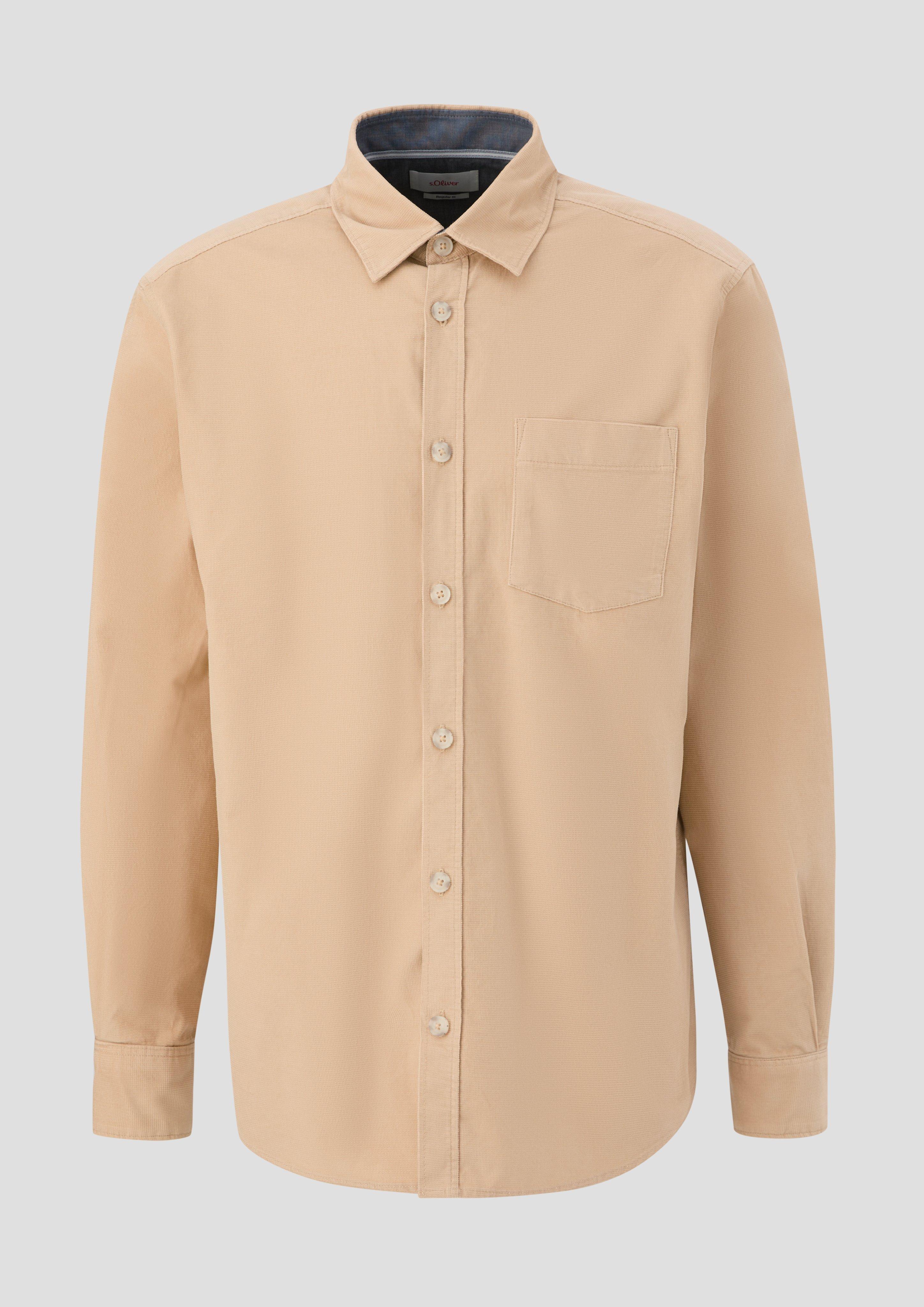 s.Oliver - Regular: Langarmhemd aus Baumwolle, Herren, Beige