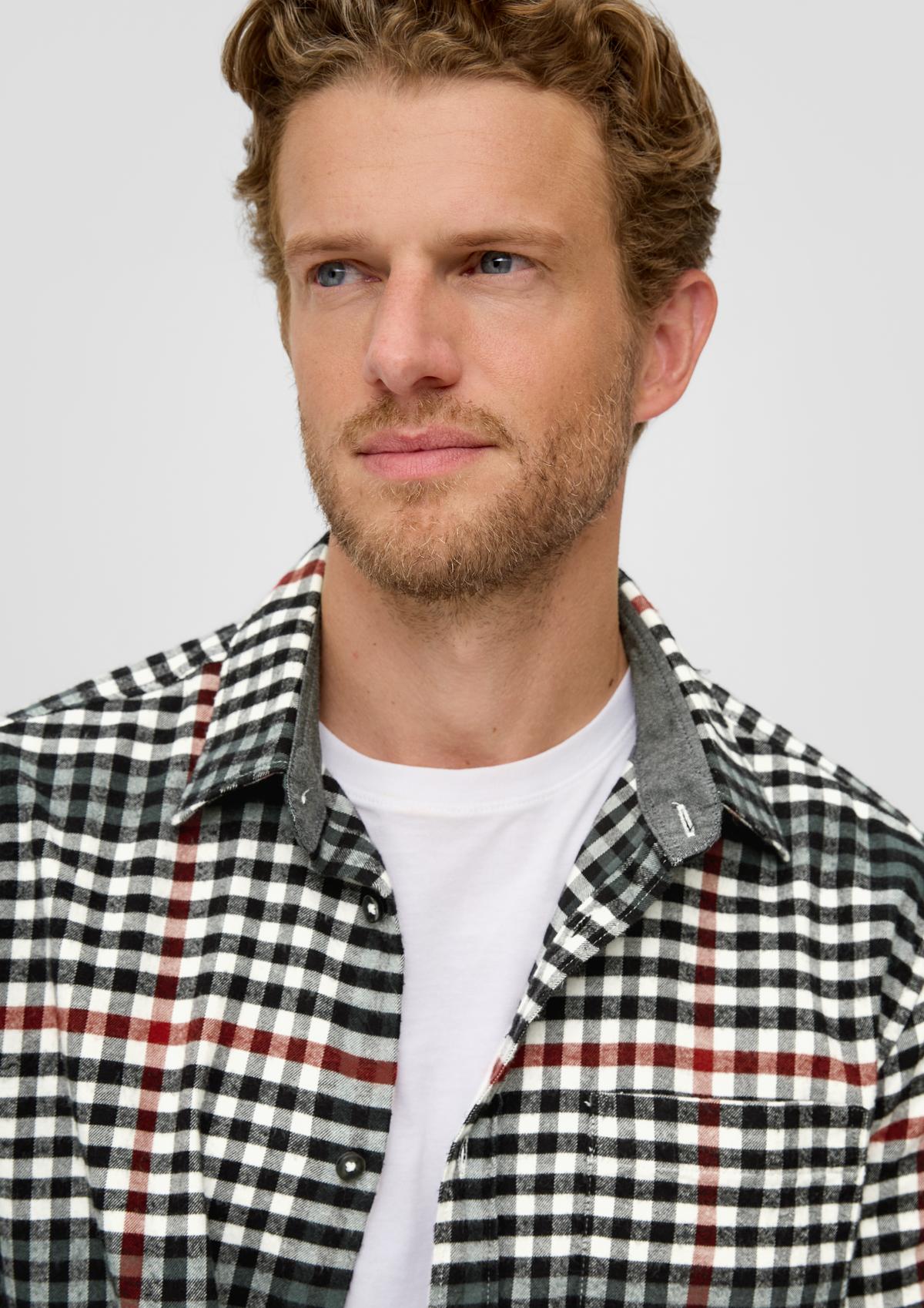 s.Oliver Regular : chemise à carreaux en coton stretch