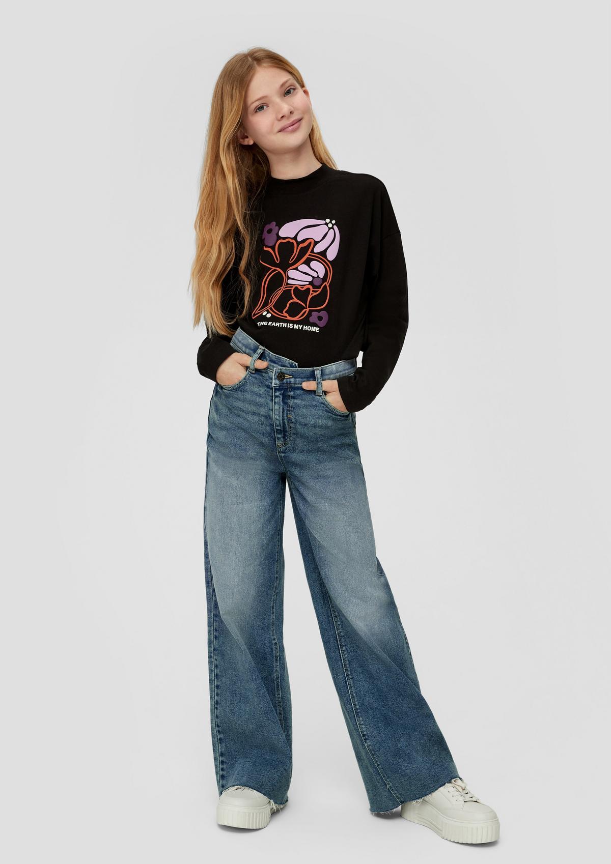 Jeans / Regular Fit / Super High Rise / Wide Leg / asymmetrischem Bund