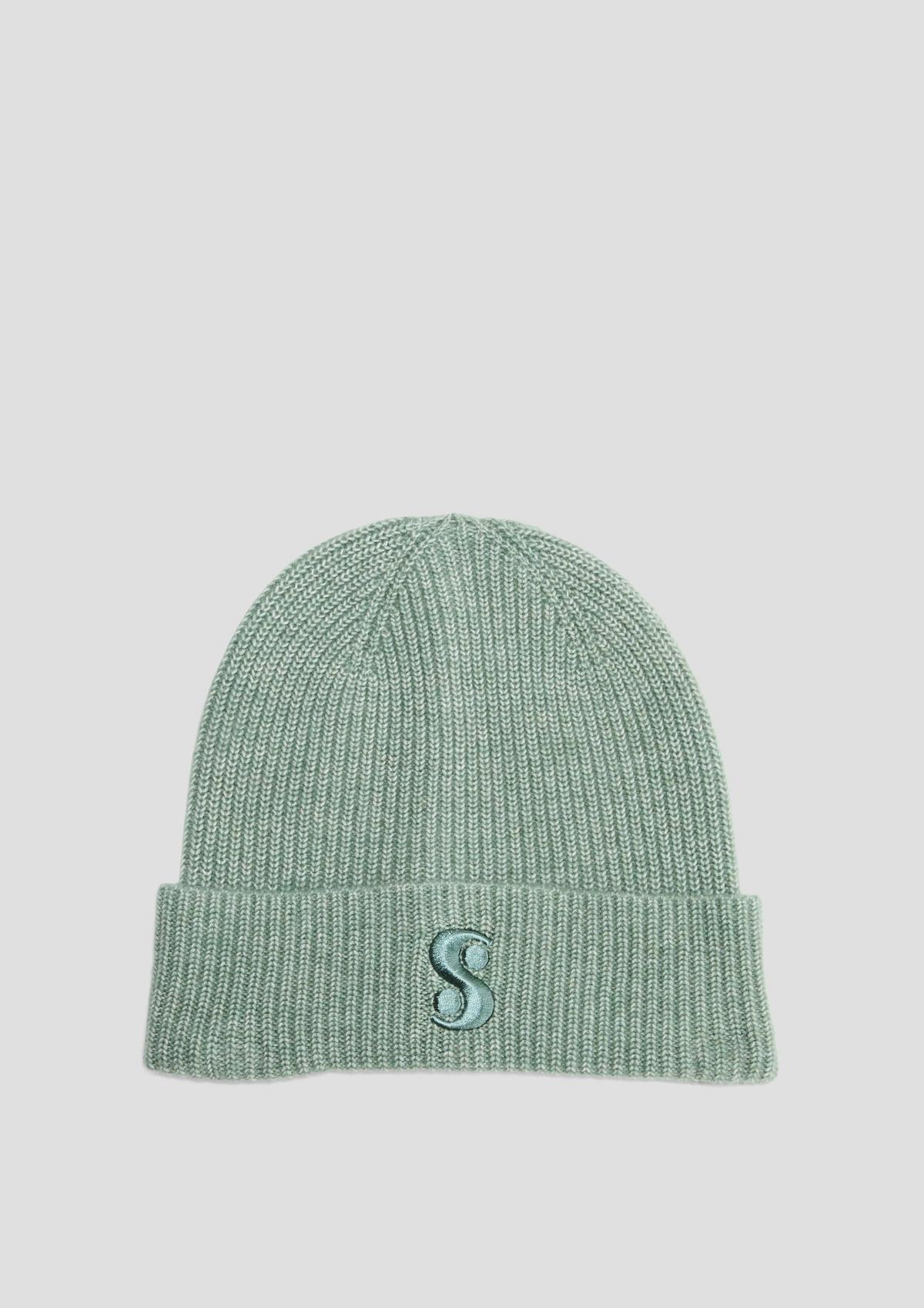 Knitted hat with logo embroidery - yellow | s.Oliver