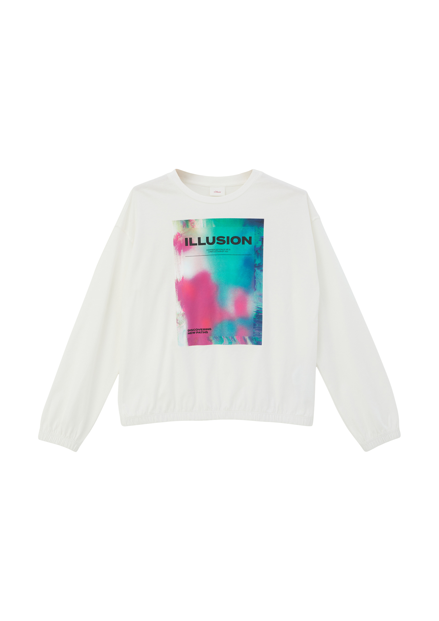 s.Oliver - Longsleeve mit elastischem Bund, Mädchen, creme|weiß