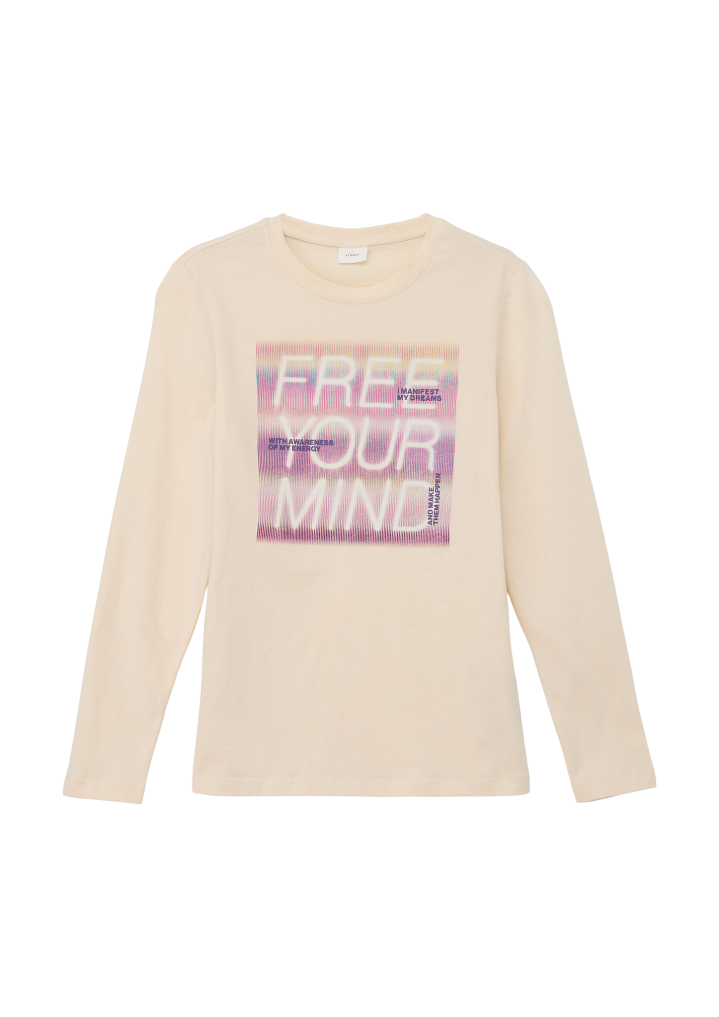 s.Oliver - Longsleeve mit Frontprint, Mädchen, Beige