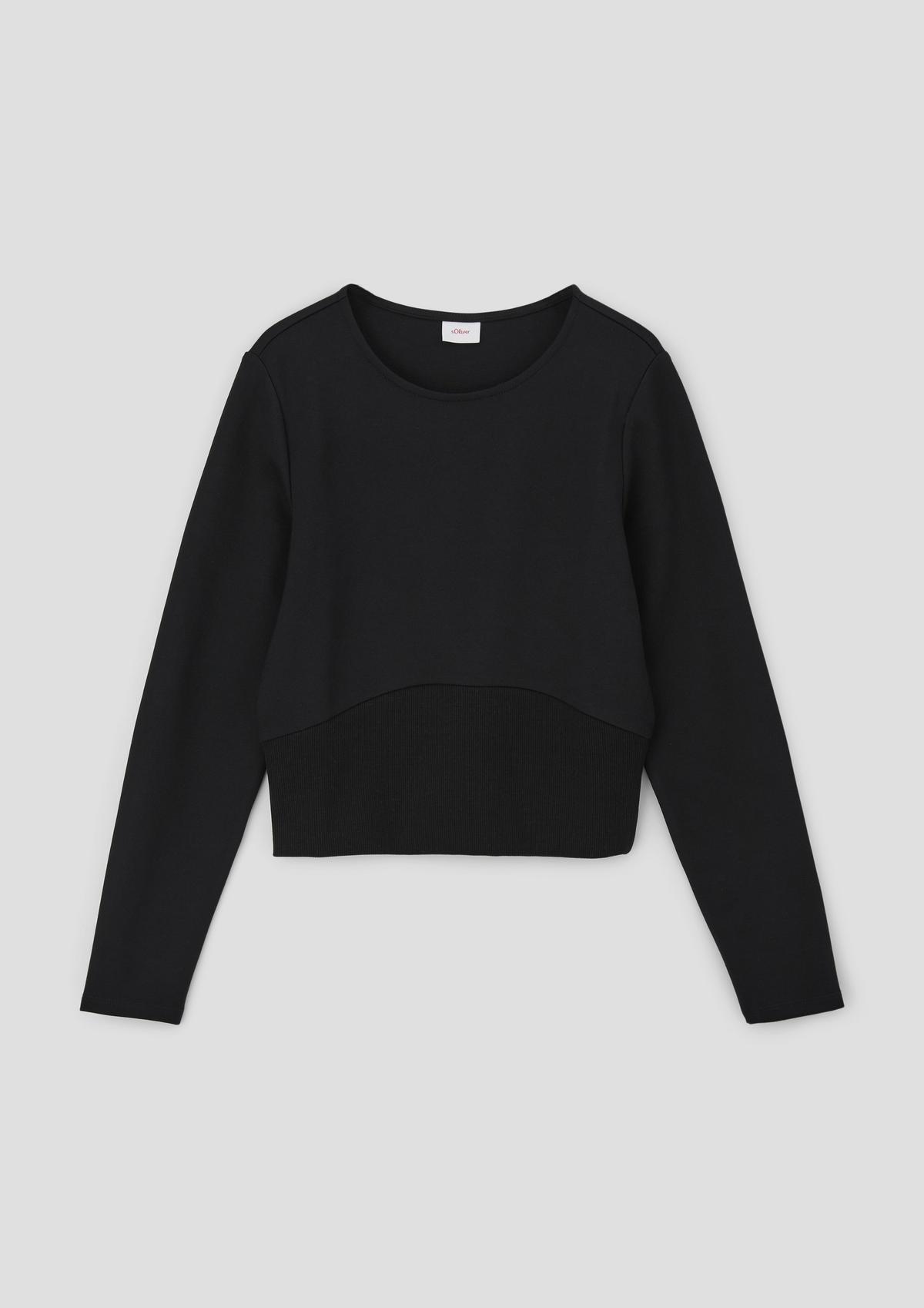 s.Oliver Cropped long sleeve top with ribbed insert