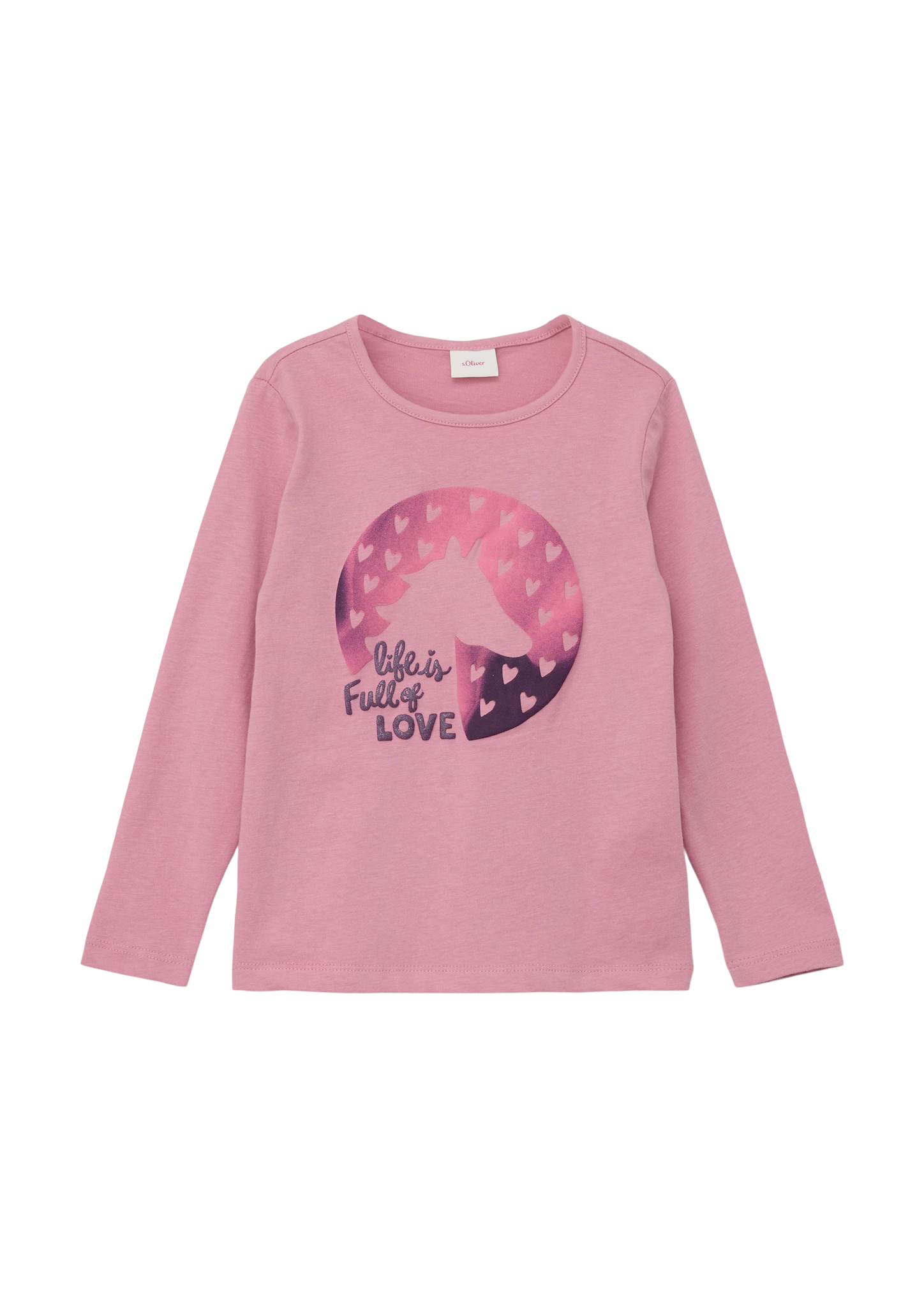 s.Oliver - Longsleeve mit glitzerndem Frontprint, Kinder, Rosa