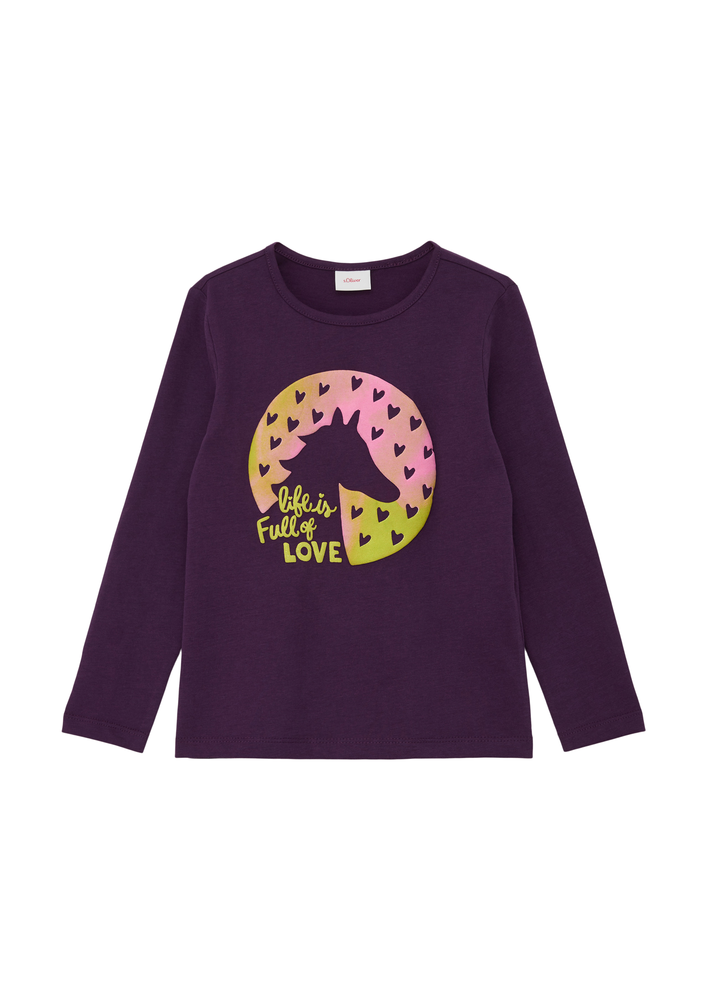 s.Oliver - Longsleeve mit glitzerndem Frontprint, Kinder, lila