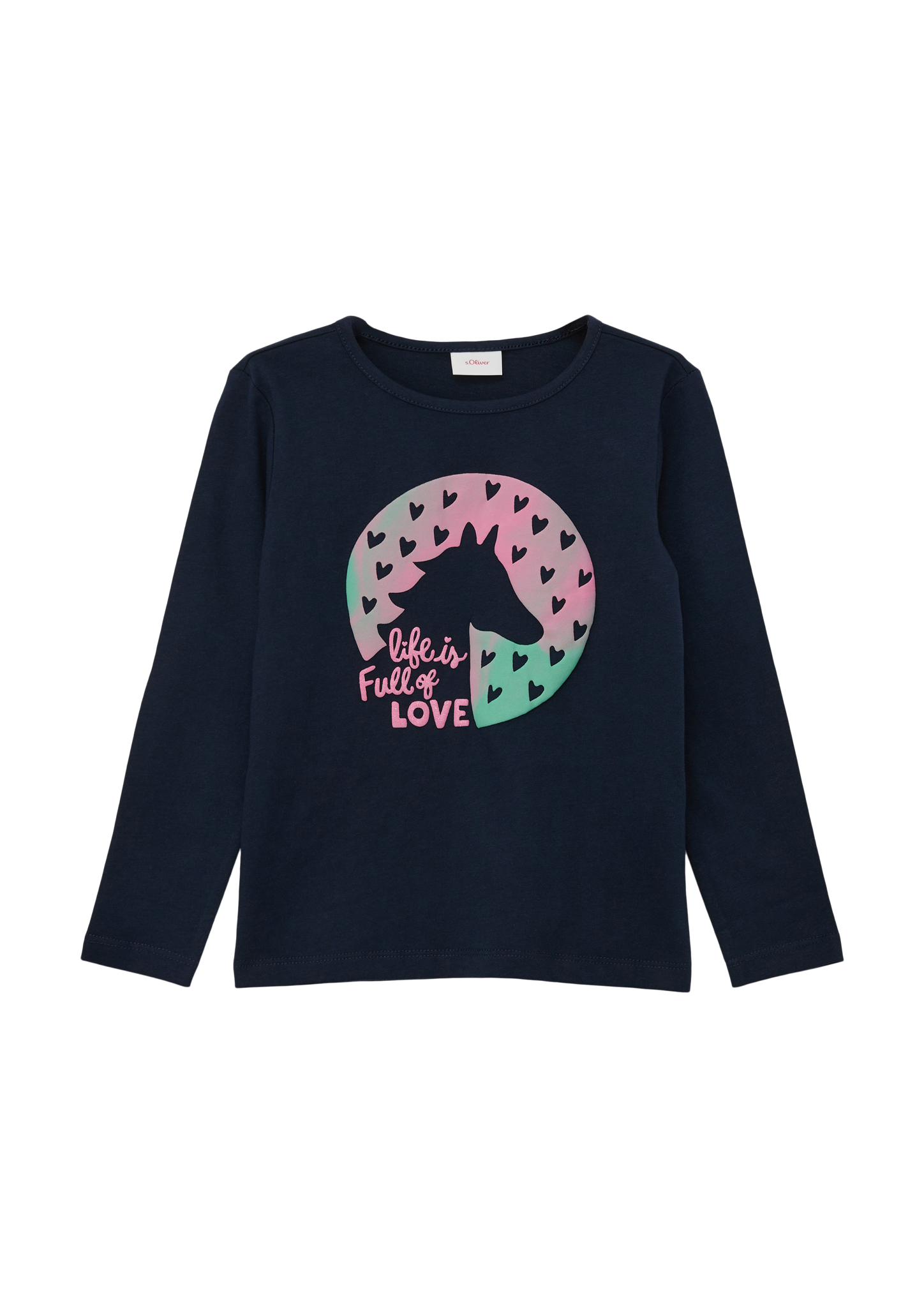 s.Oliver - Longsleeve mit glitzerndem Frontprint, Kinder, blau