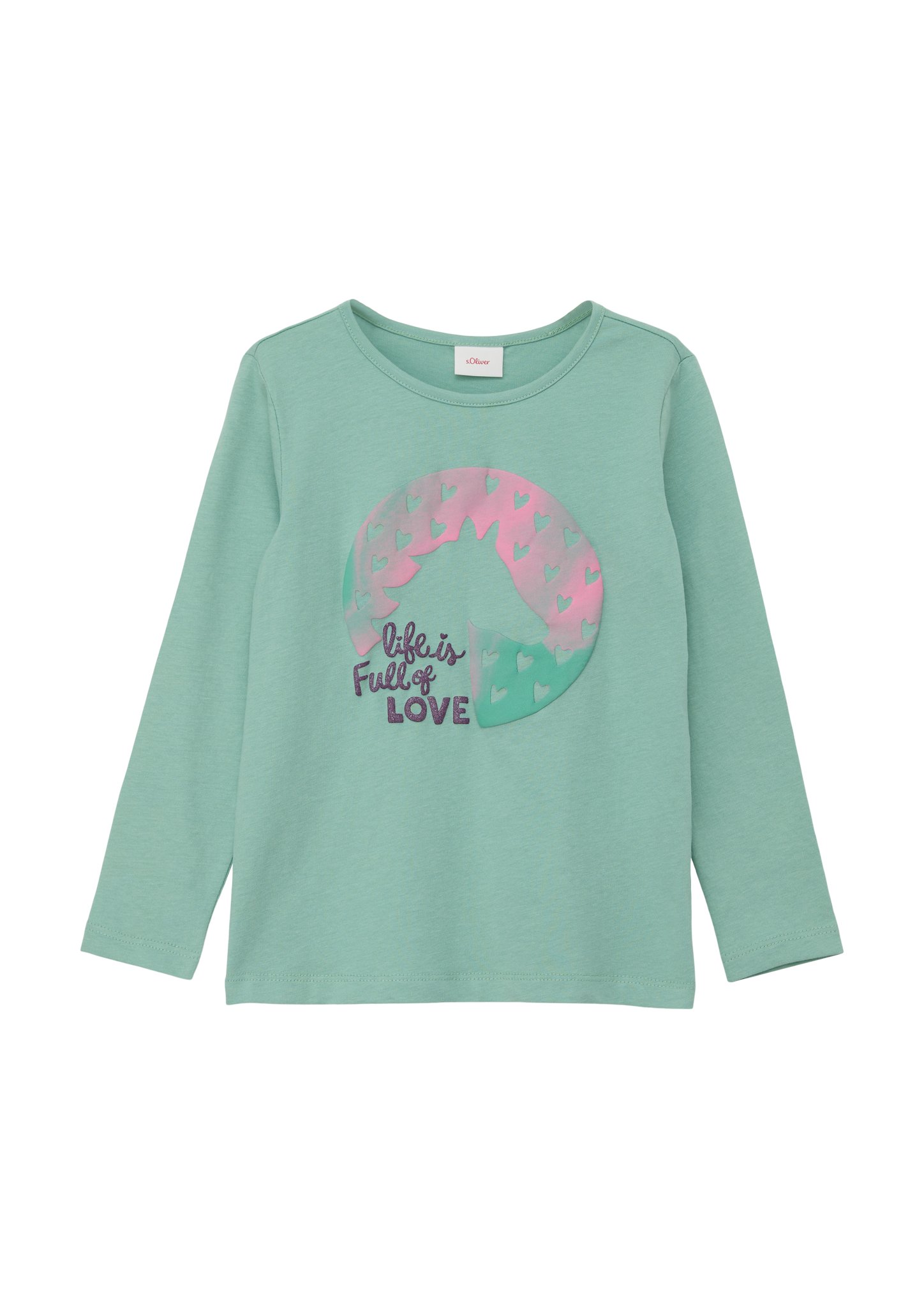 s.Oliver - Longsleeve mit glitzerndem Frontprint, Kinder, grün