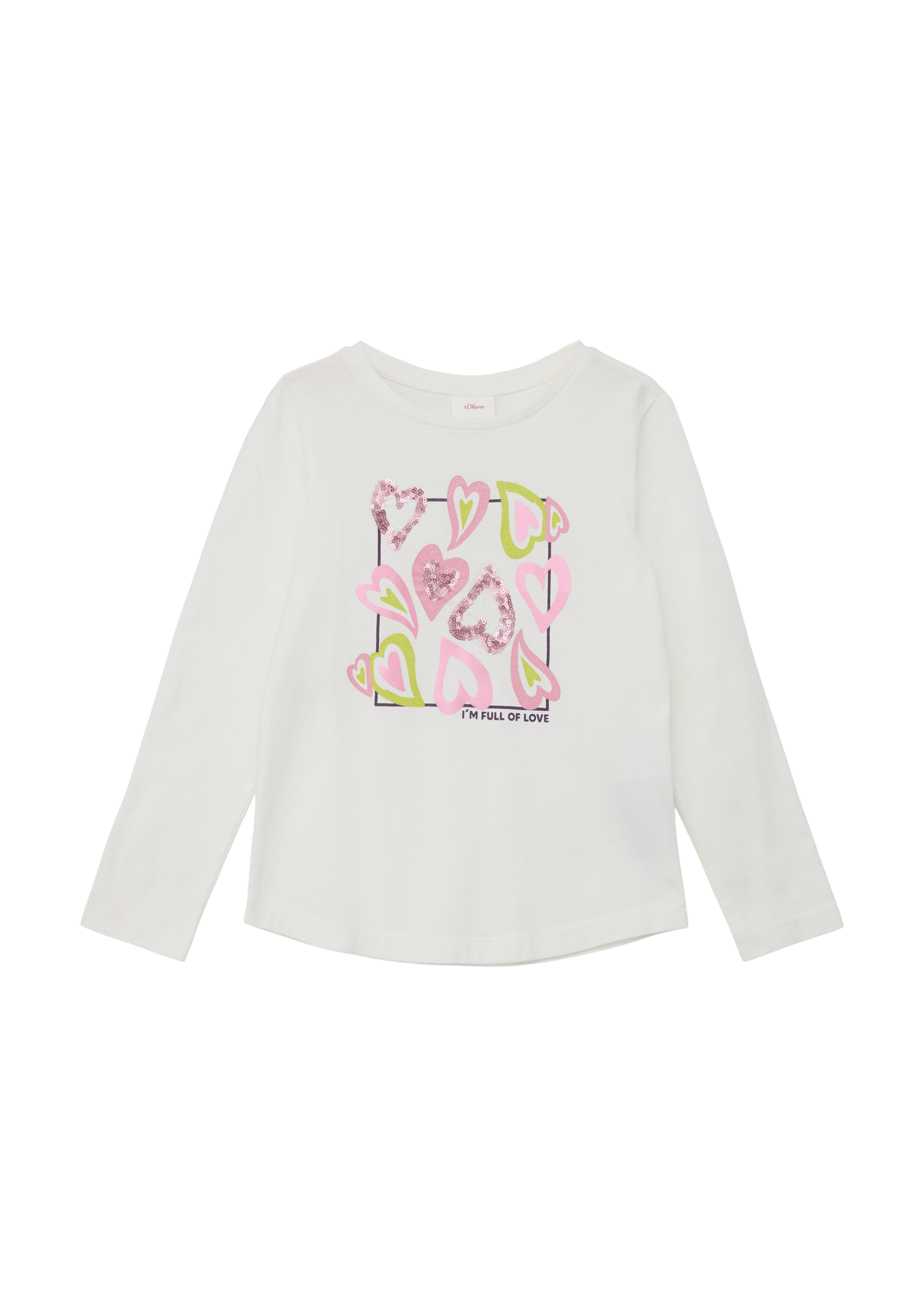 s.Oliver - Longsleeve mit Paillettenbesatz, Kinder, creme|weiß