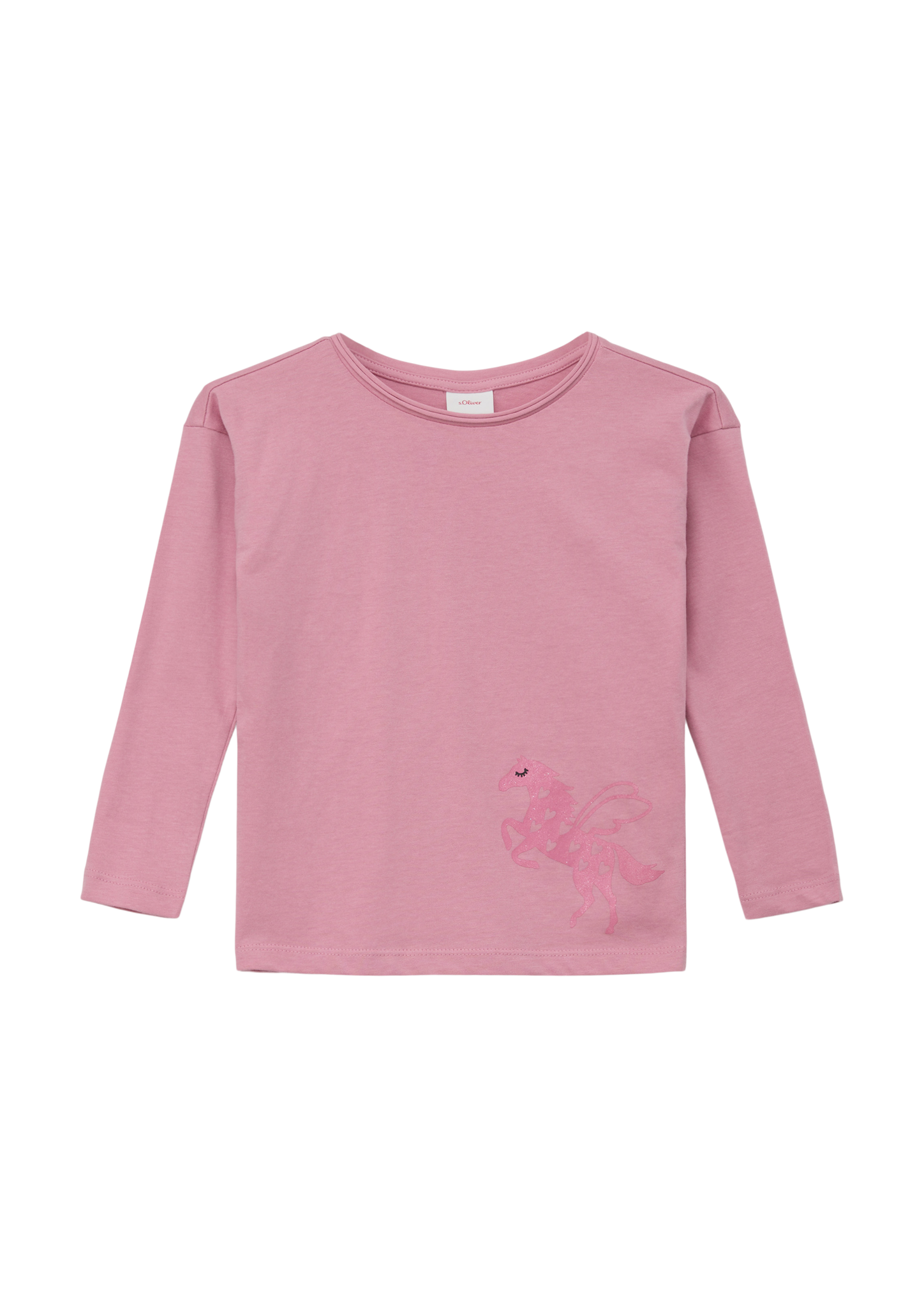 s.Oliver - Longsleeve mit Glitzer-Print, Kinder, Rosa