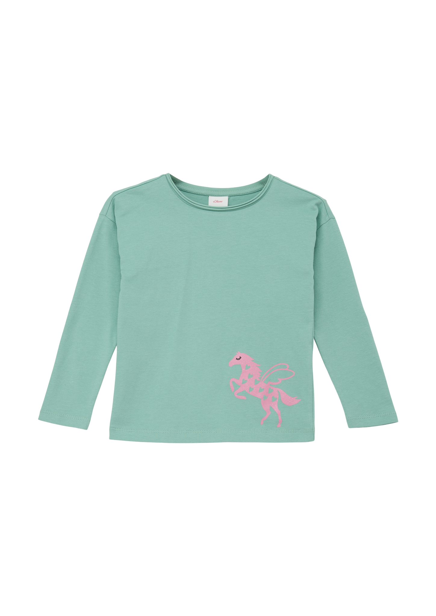 s.Oliver - Longsleeve mit Glitzer-Print, Kinder, grün