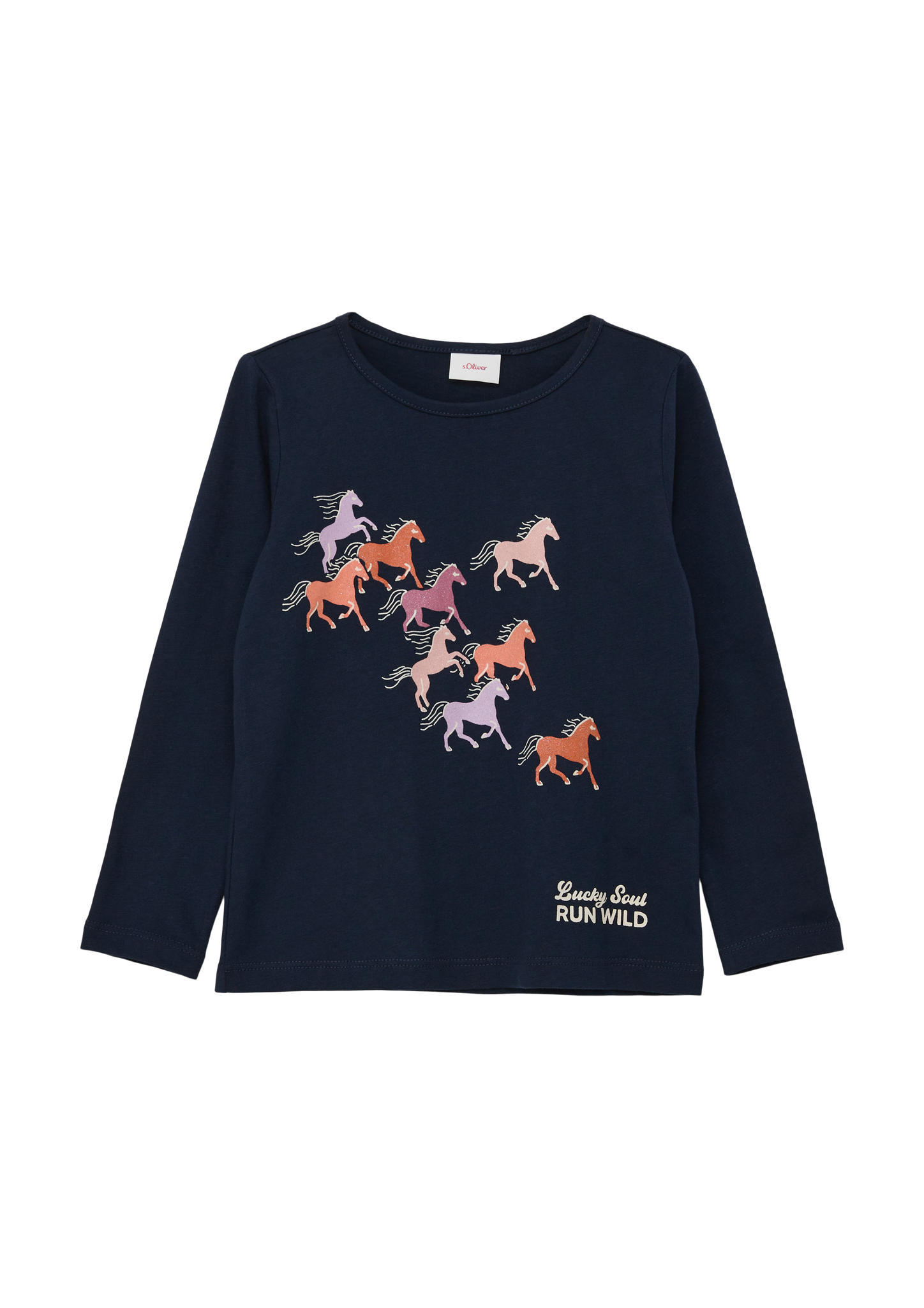 s.Oliver - Longsleeve mit glitzerndem Effektprint, Kinder, blau