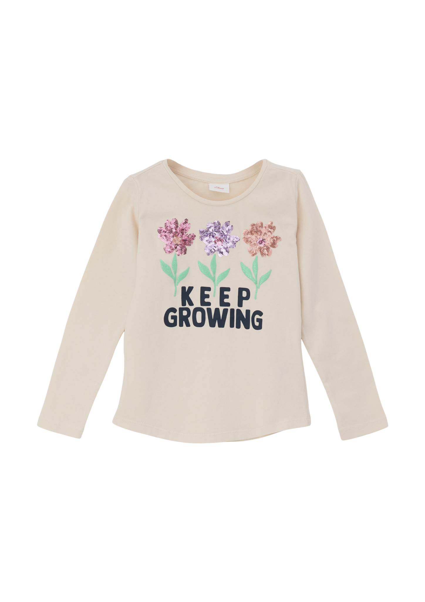 s.Oliver - Longsleeve mit Pailetten-Details, Kinder, Beige