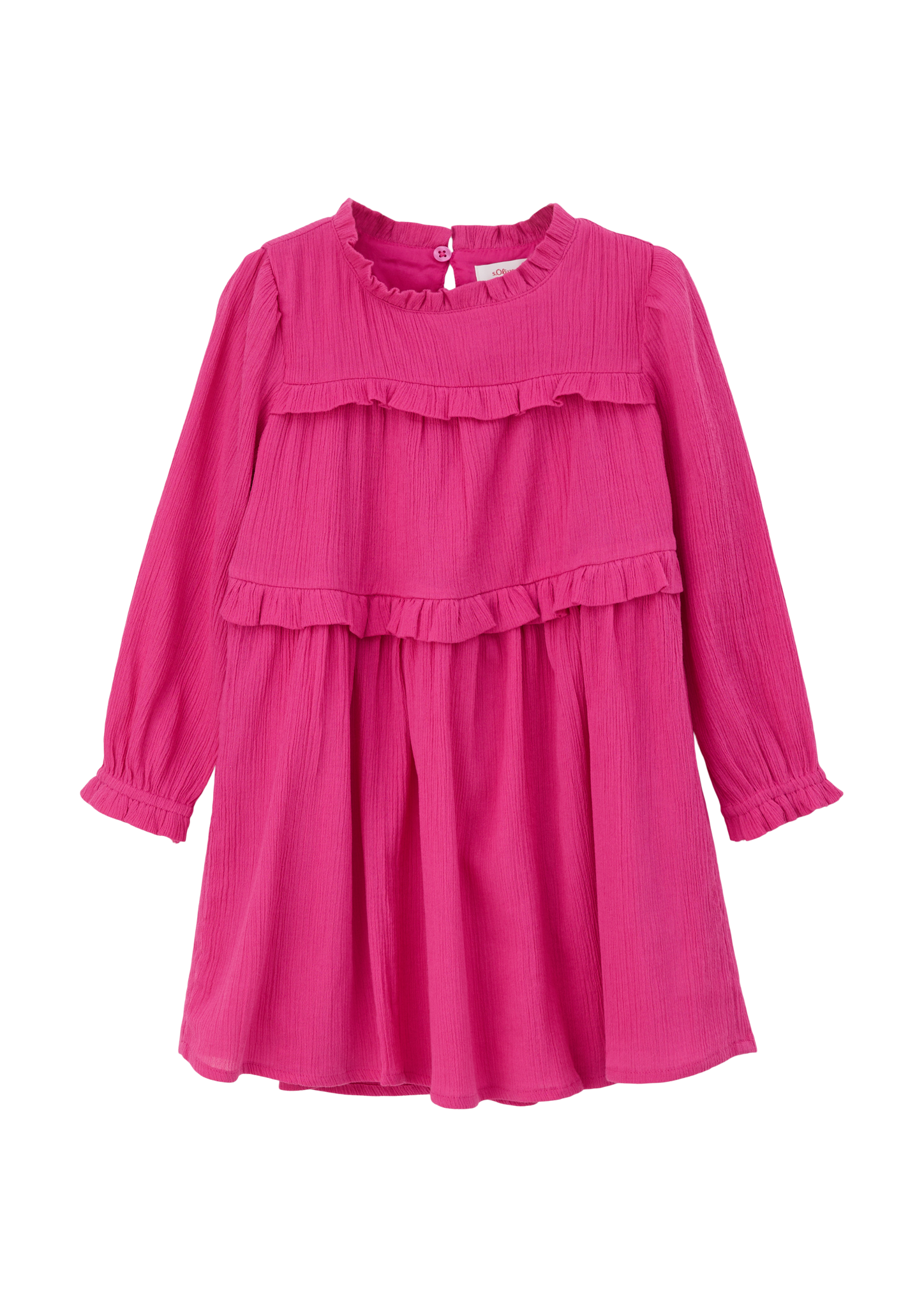 s.Oliver - Volantkleid mit Crinkle-Struktur, Kinder, Rosa