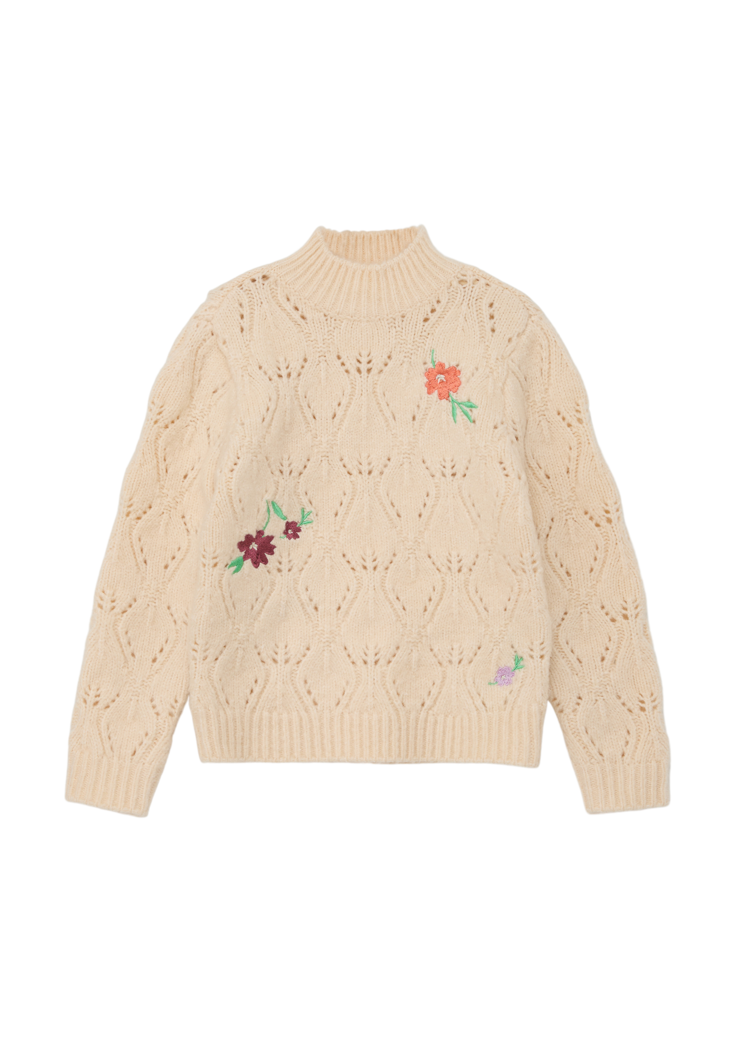 s.Oliver - Pullover mit Blüten-Stickerei, Kinder, Beige