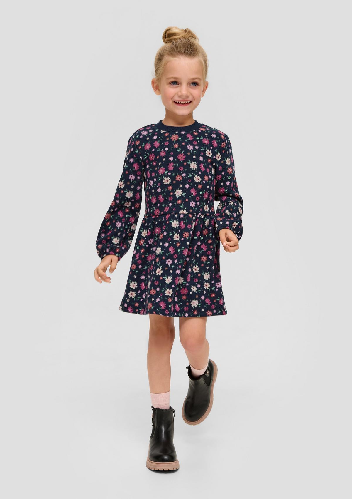 Thermal fleece dress with all-over print
