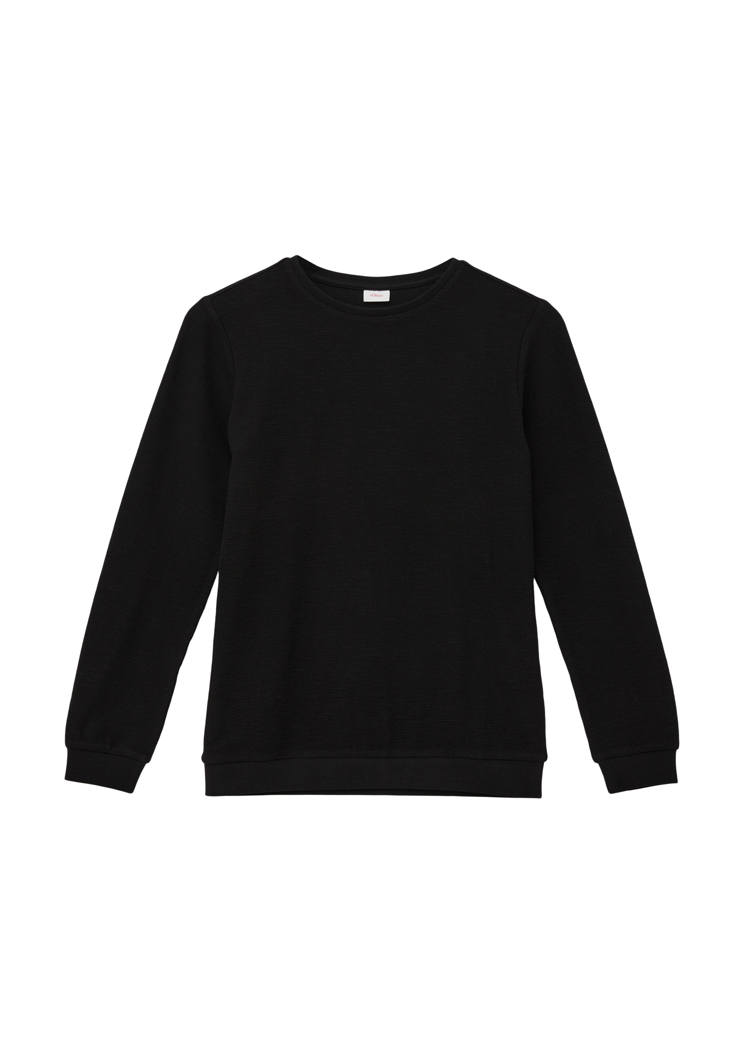 s.Oliver - Longsleeve mit Waffelpiqué-Struktur, Jungen, schwarz
