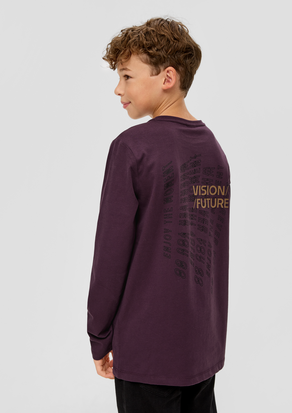 Long sleeve top with a back print - aubergine | s.Oliver