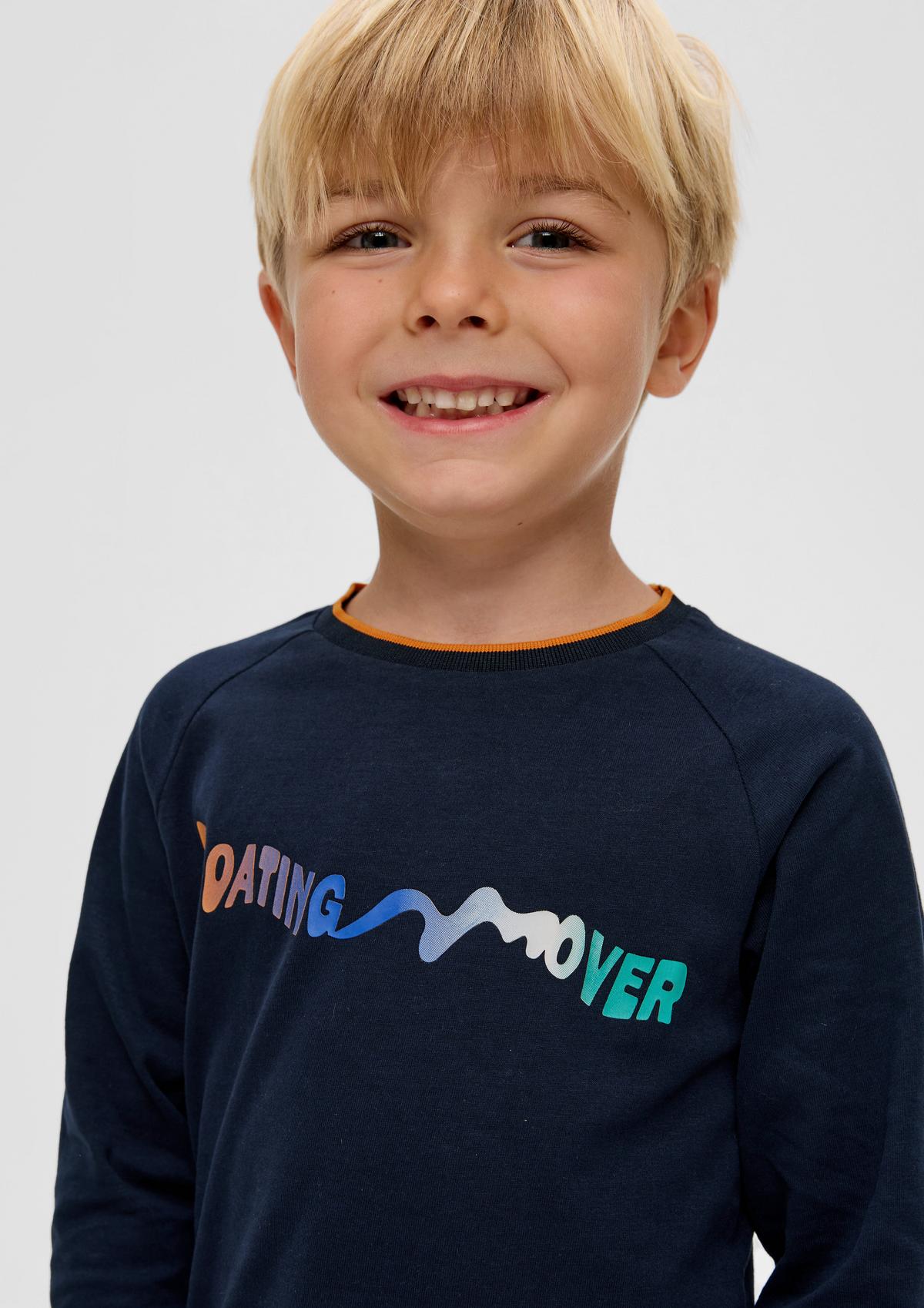 s.Oliver T-shirt à manches longues orné d’une inscription imprimée gommée
