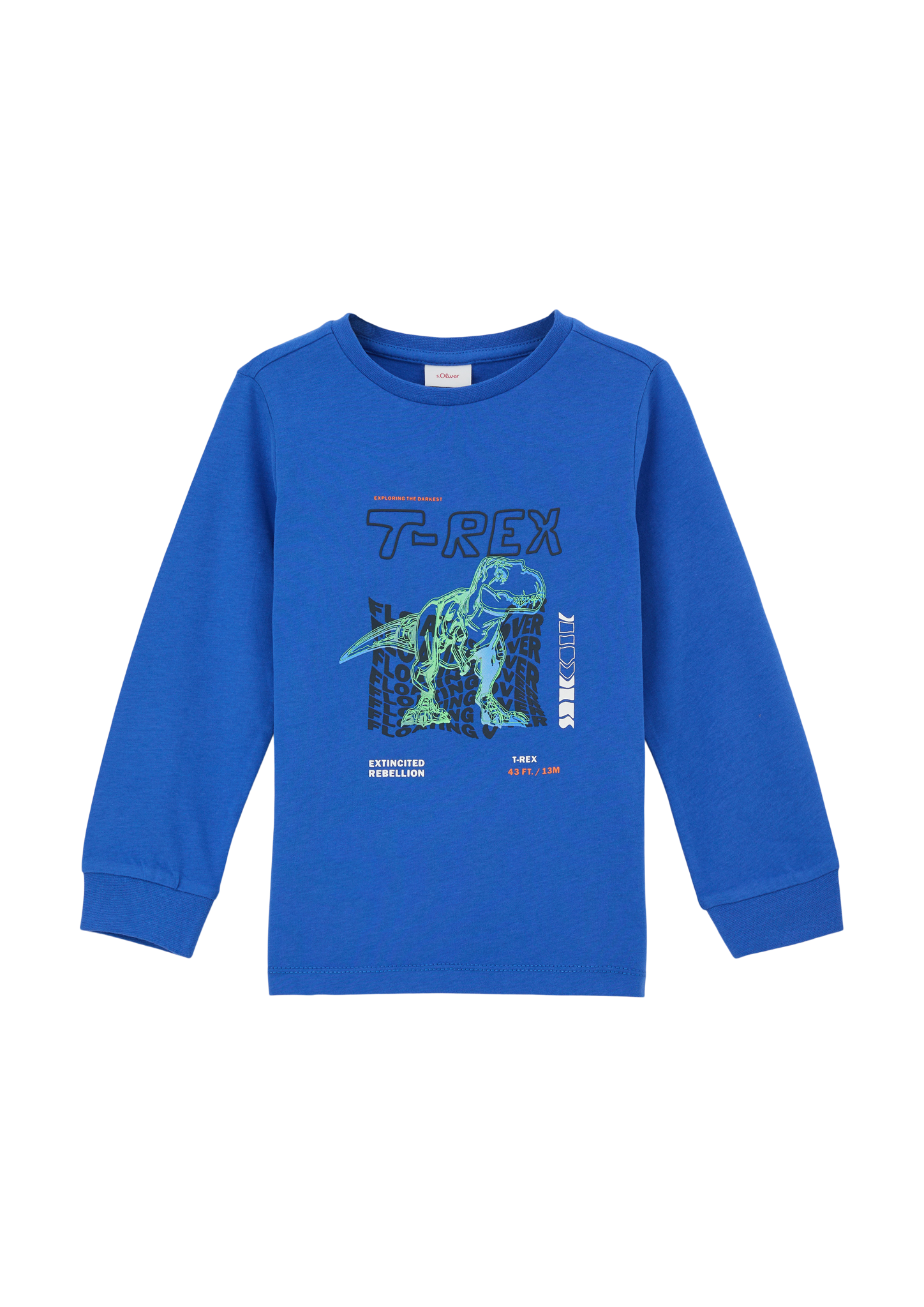 s.Oliver - Longsleeve mit gummiertem Print, Kinder, blau