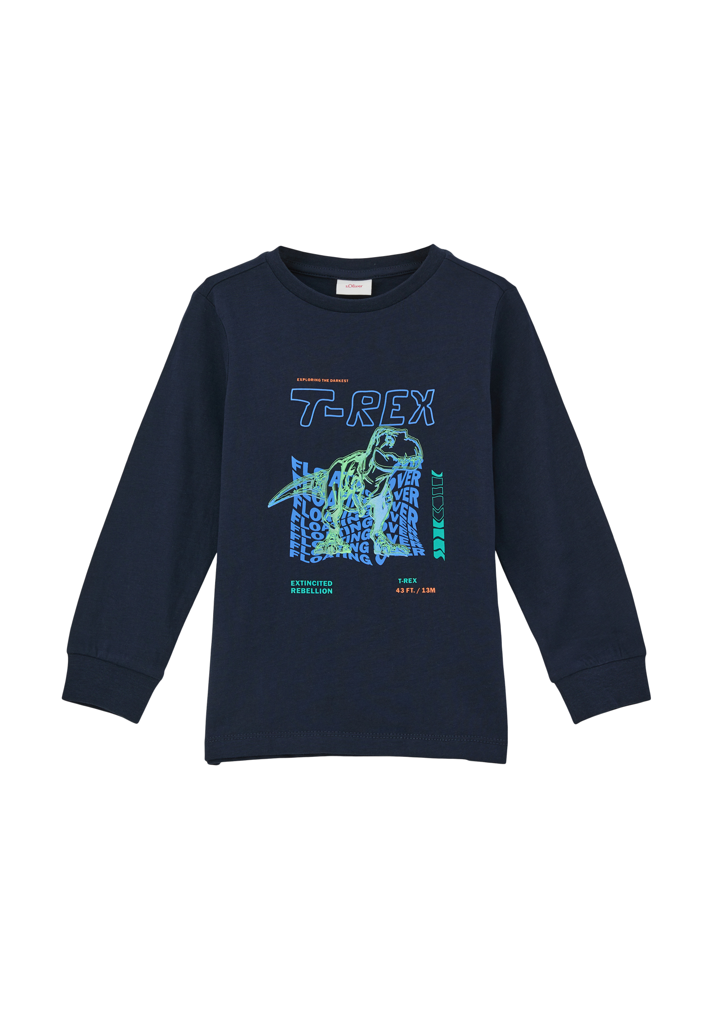 s.Oliver - Longsleeve mit gummiertem Print, Kinder, blau