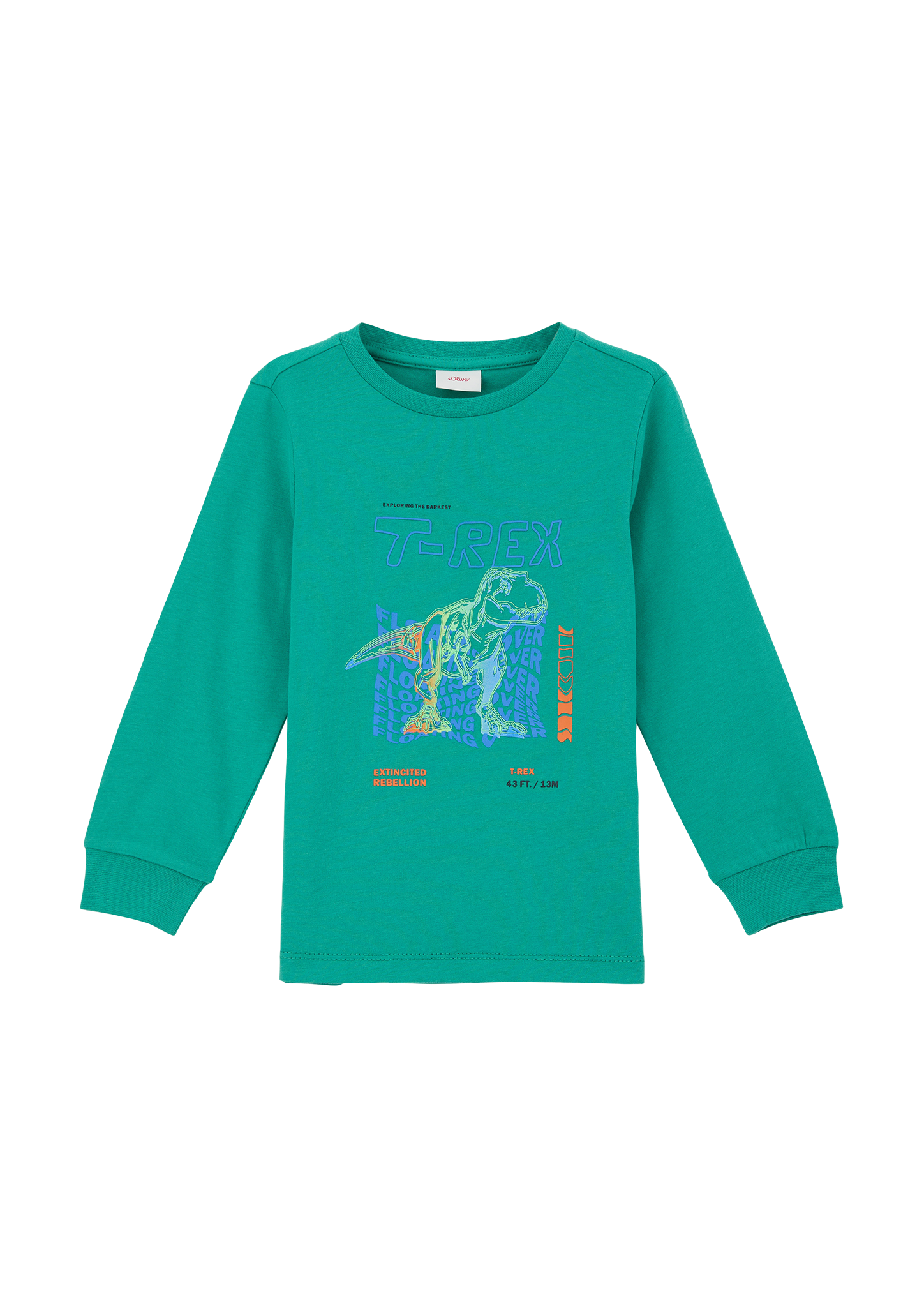 s.Oliver - Longsleeve mit gummiertem Print, Kinder, türkis