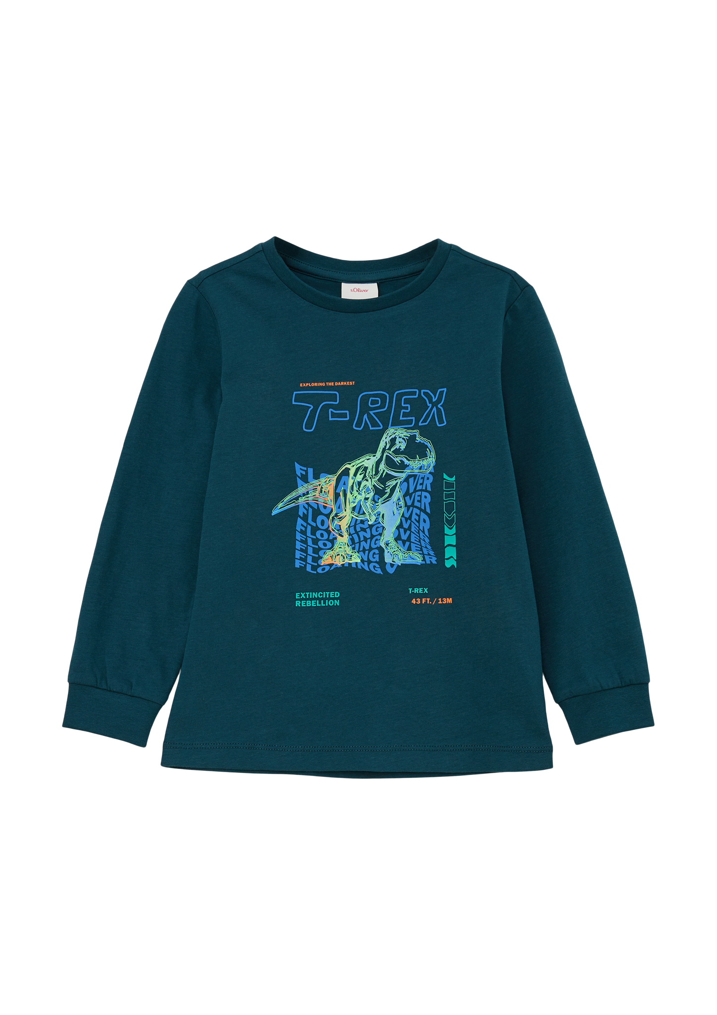 s.Oliver - Longsleeve mit gummiertem Print, Kinder, Blau