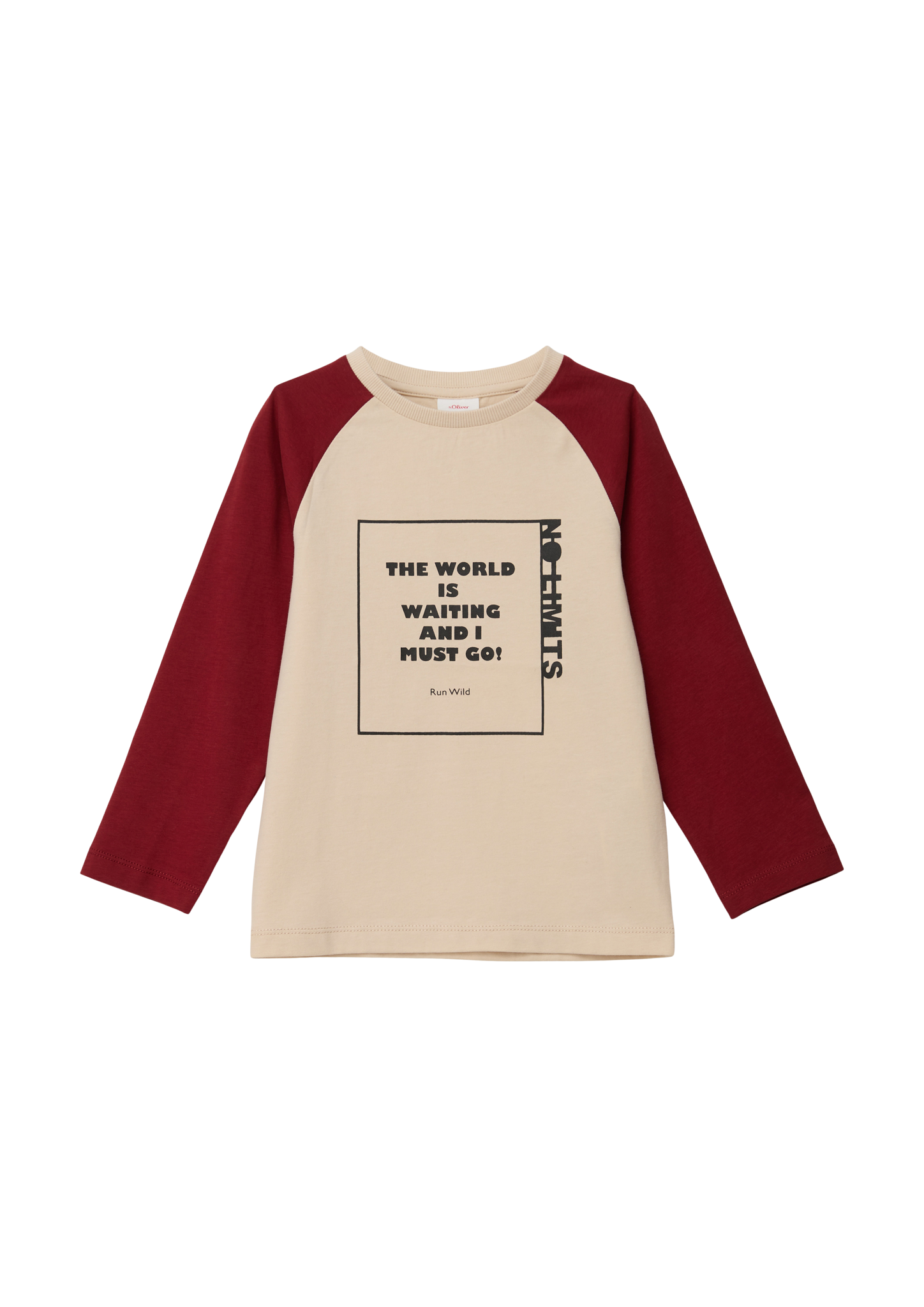 s.Oliver - Longsleeve mit Statement-Print, Kinder, Beige